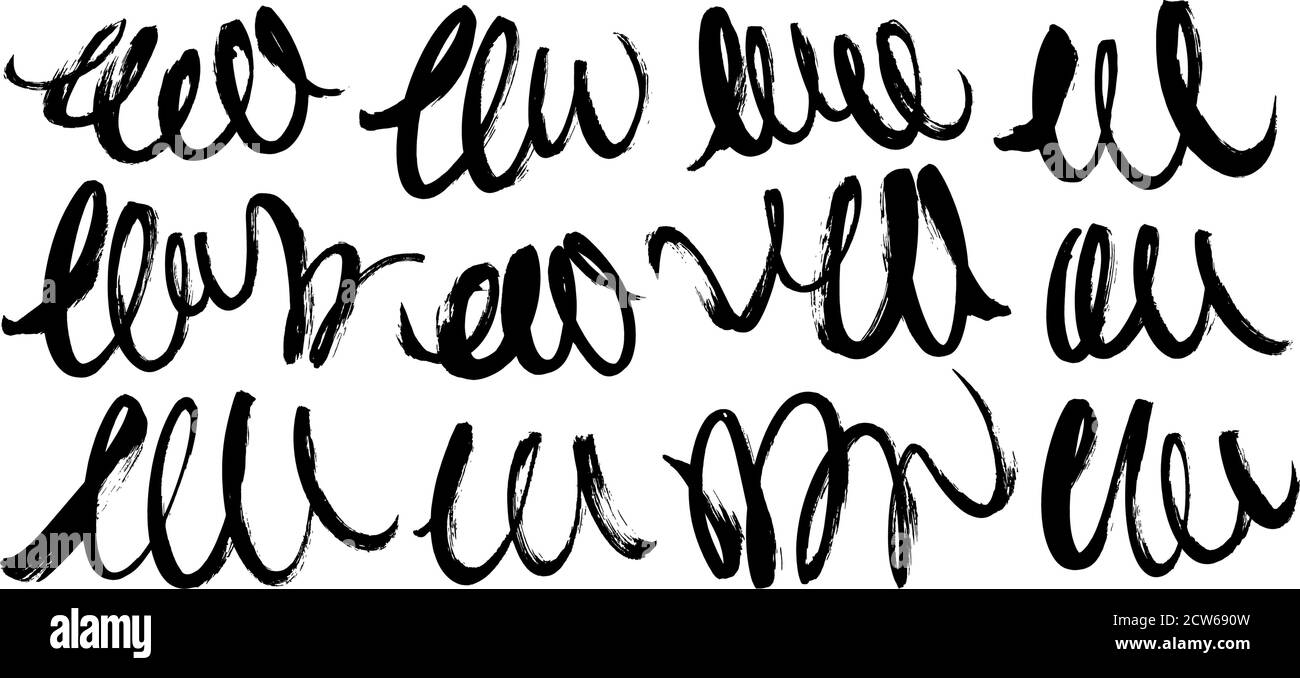 Black dry brushstrokes hand drawn vector set Stock Vector Image & Art