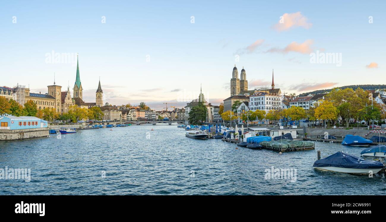 Panorama view of Zurich city skyline in Switzerland. Stock Photo