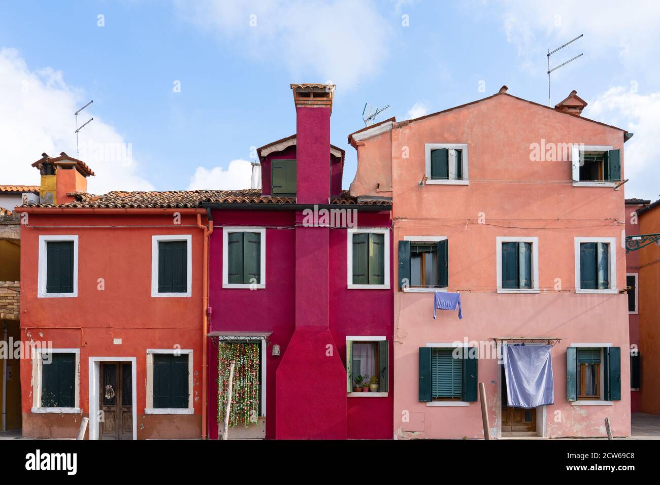 Colorful buildings in Burano island in Venice, Italy. Stock Photo