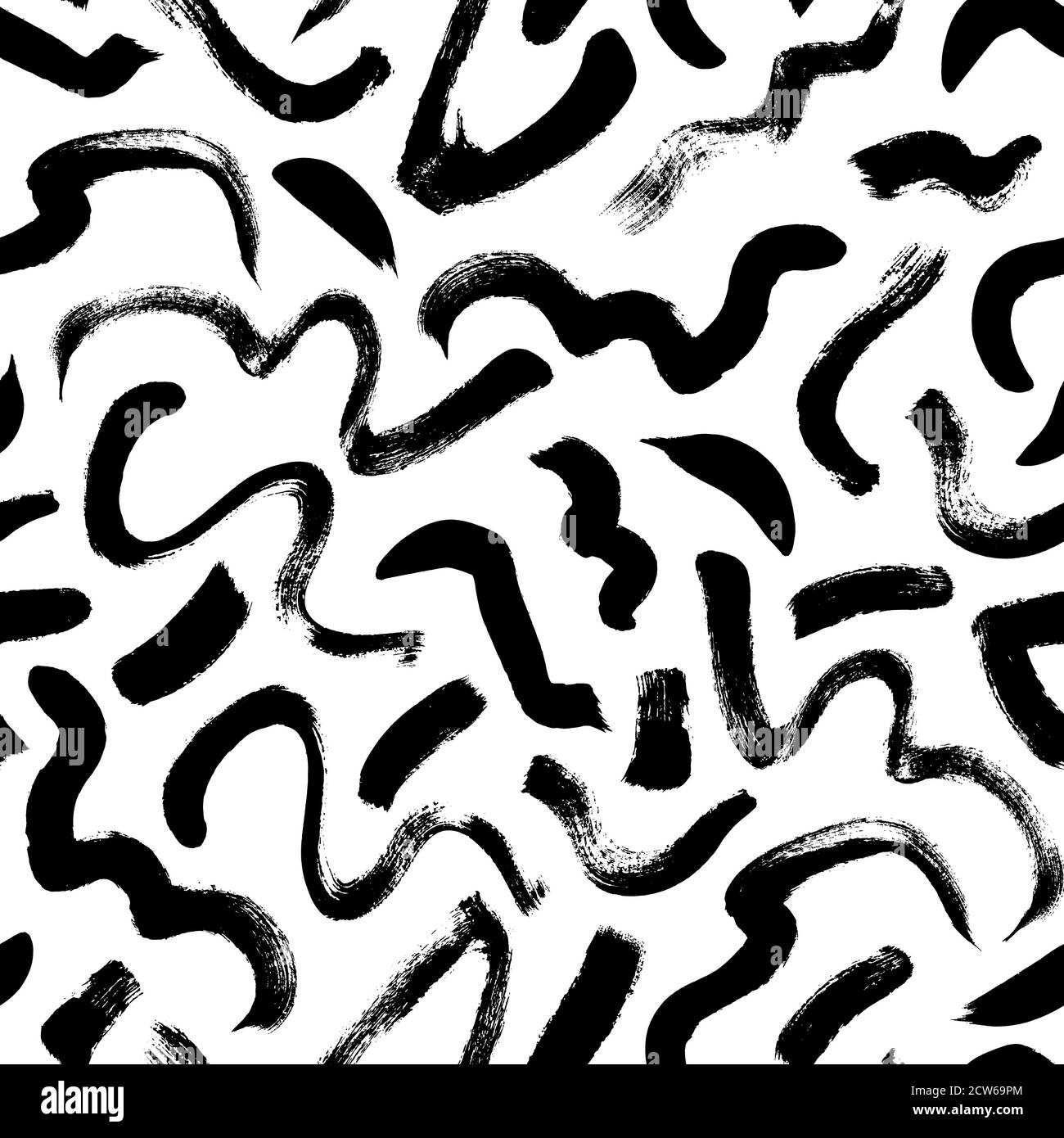 Swirled brush strokes vector seamless pattern. Stock Vector