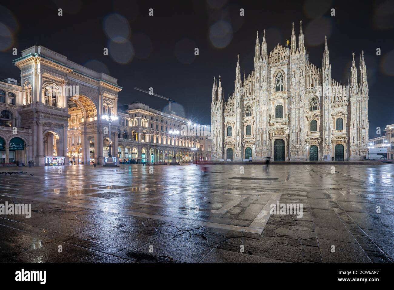 Rainy day with view of Duomo in Milan, Italy. Stock Photo