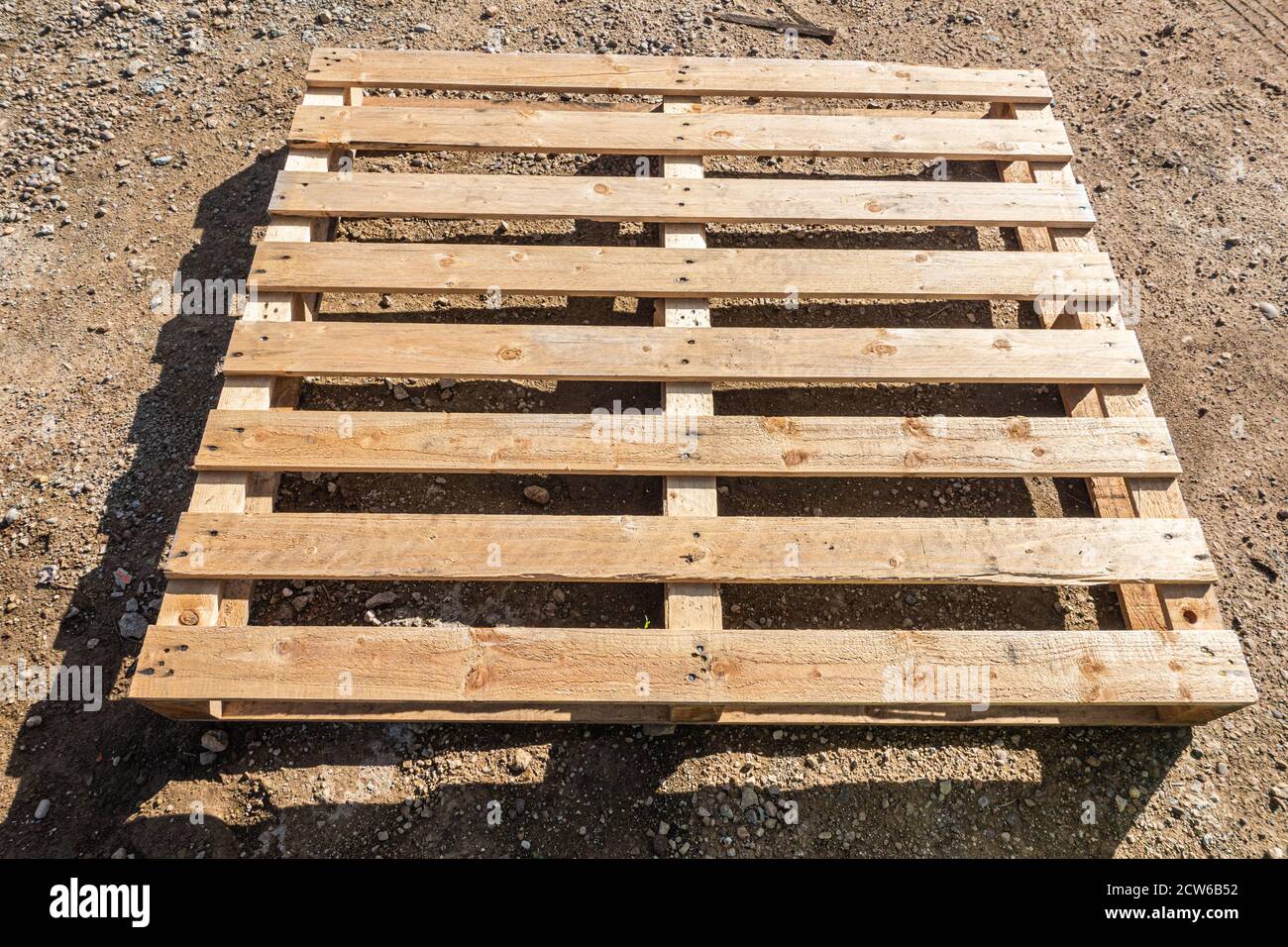fumigated and heat treated shipping wooden pallet Stock Photo