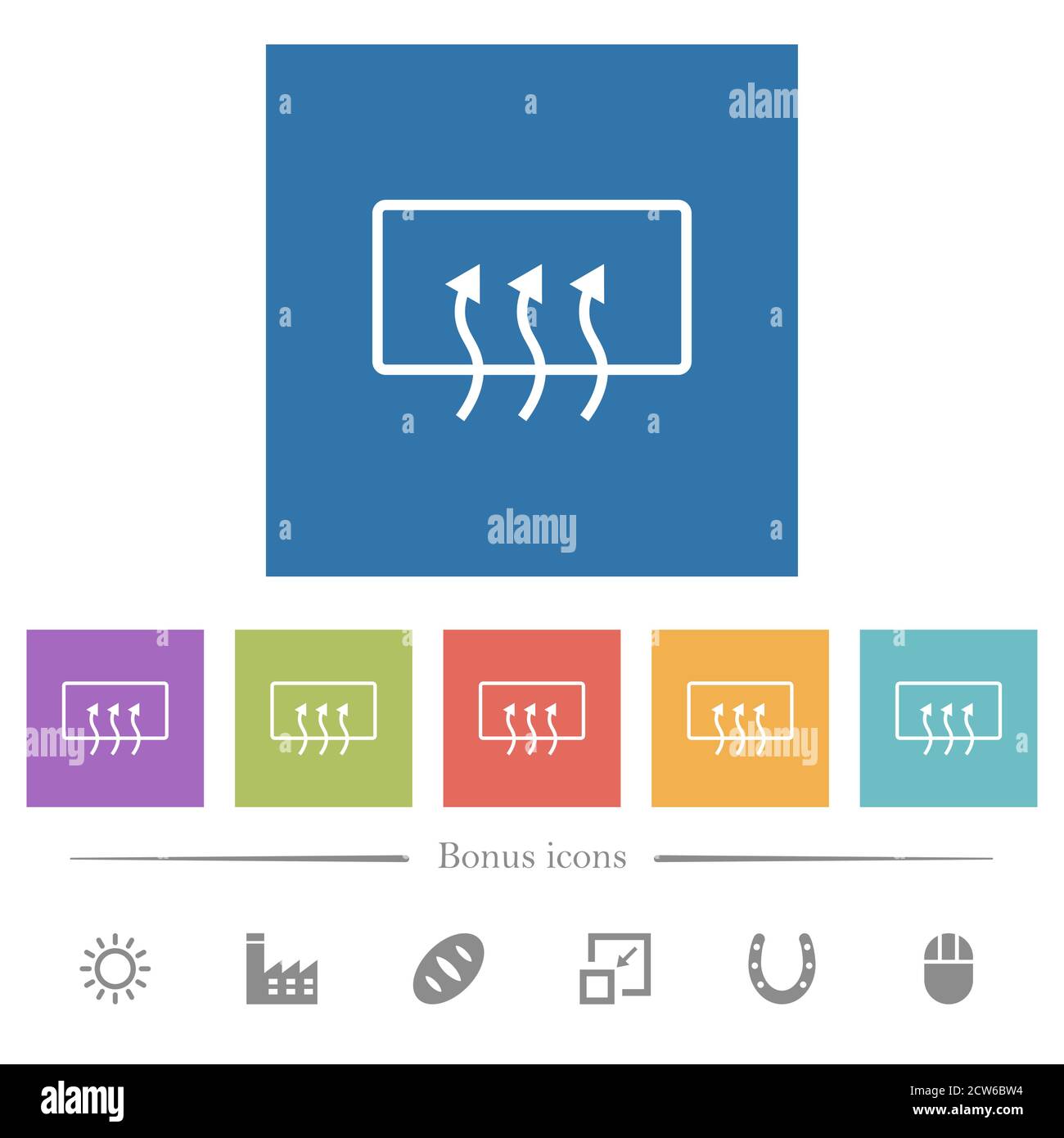 Rear window defrost flat white icons in square backgrounds. 6 bonus ...