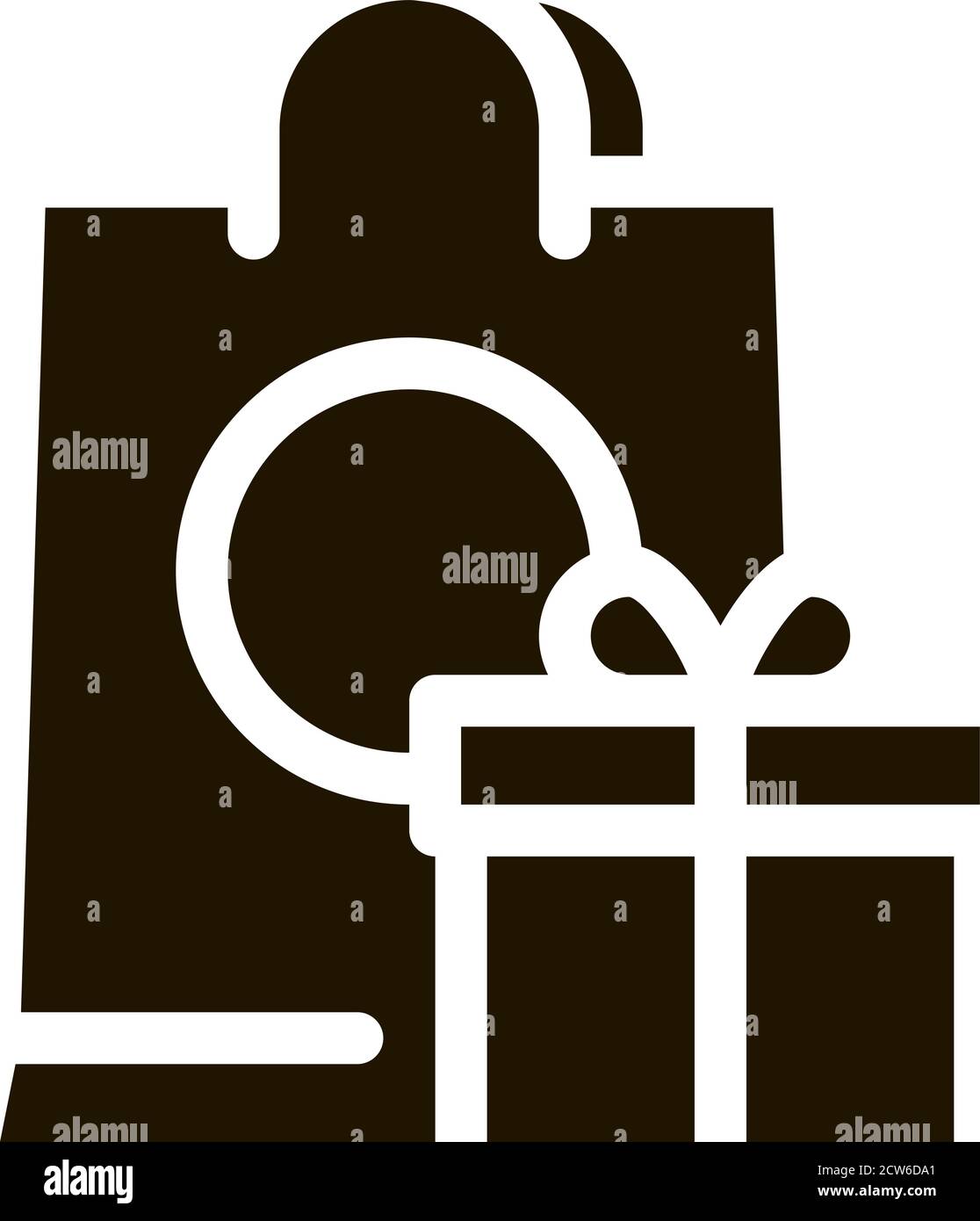 Shopping Bag with Gift Inside Icon Vector Glyph Illustration Stock Vector