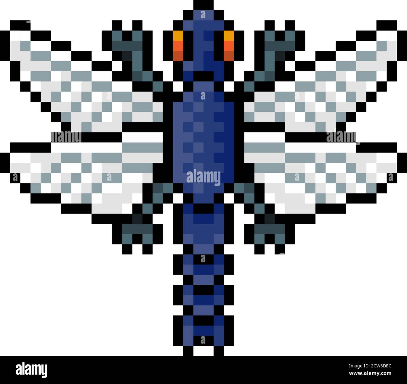 Dragonfly Bug Insect Pixel Art Video Game Icon Stock Vector