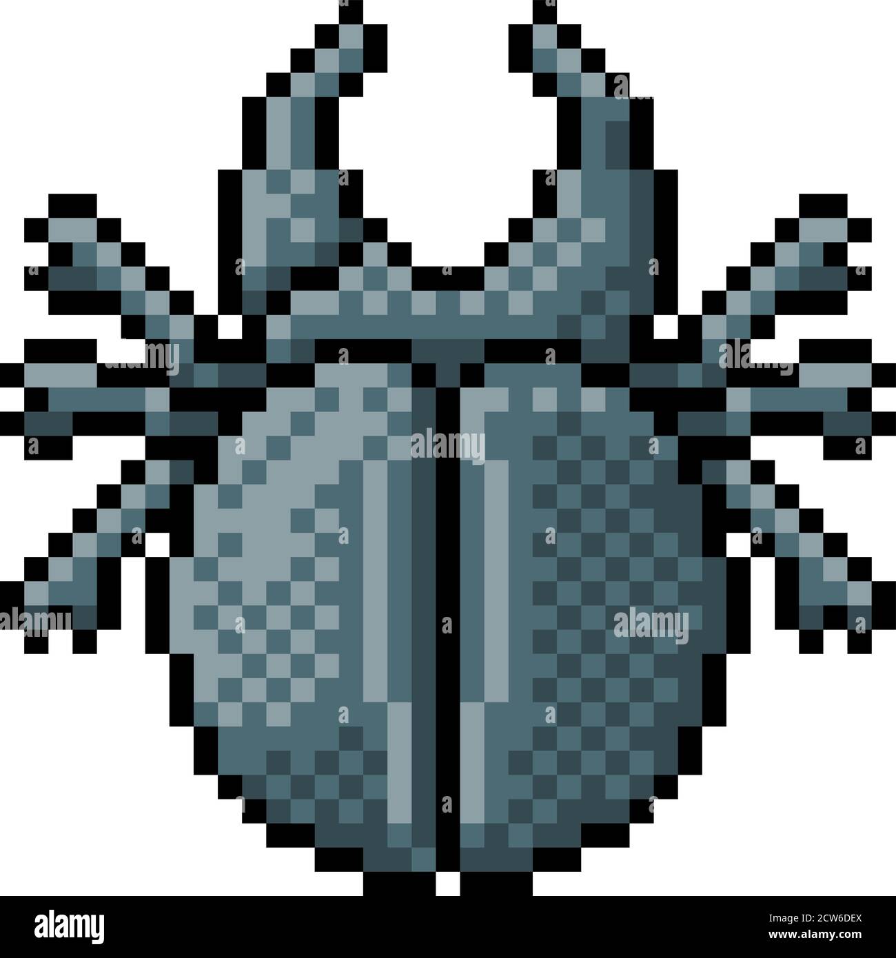 Beetle Bug Insect Pixel Art Video Game 8 Bit Icon Stock Vector
