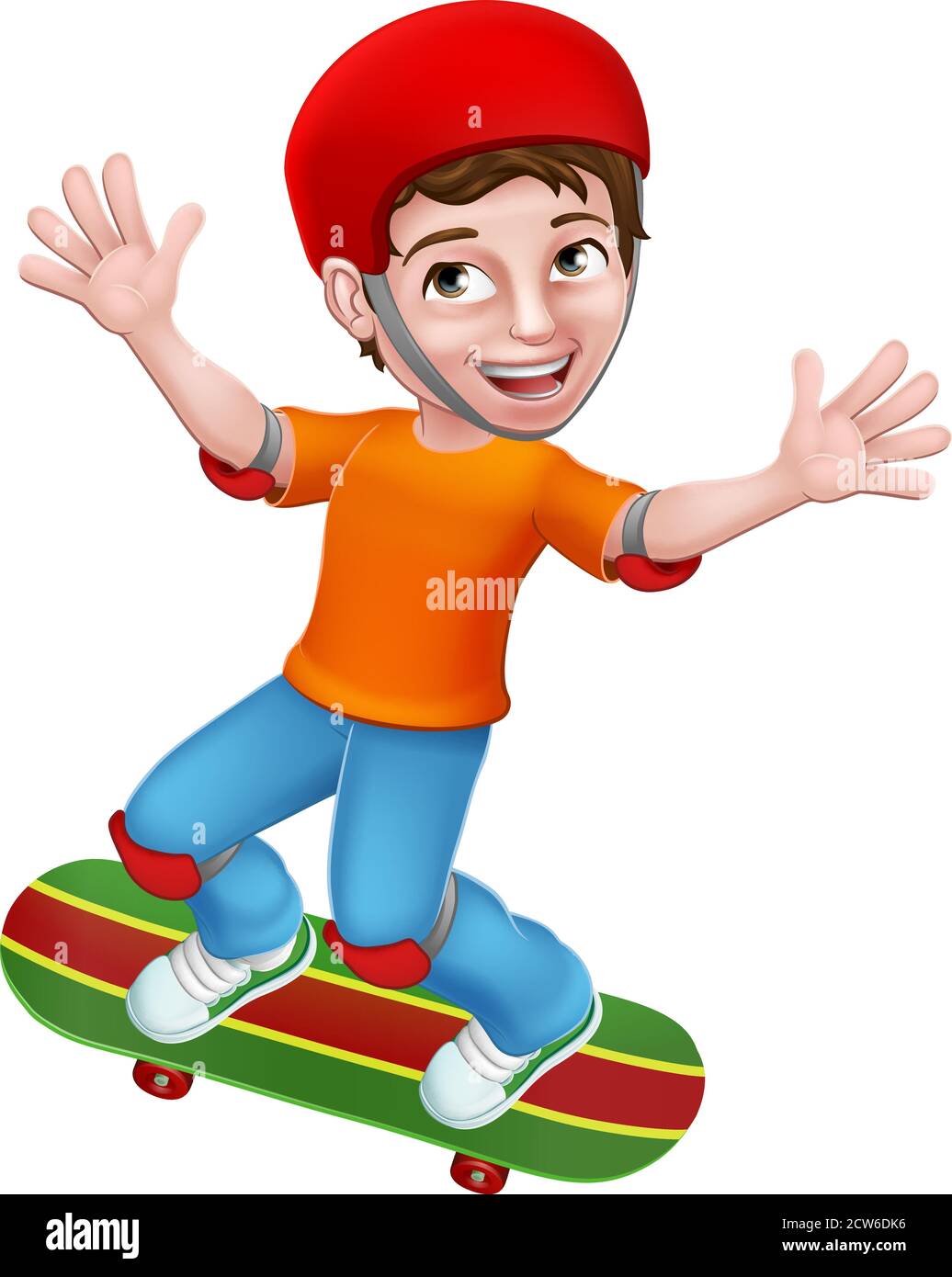 Boy Kid Child on Skateboard Skateboarding Cartoon Stock Vector