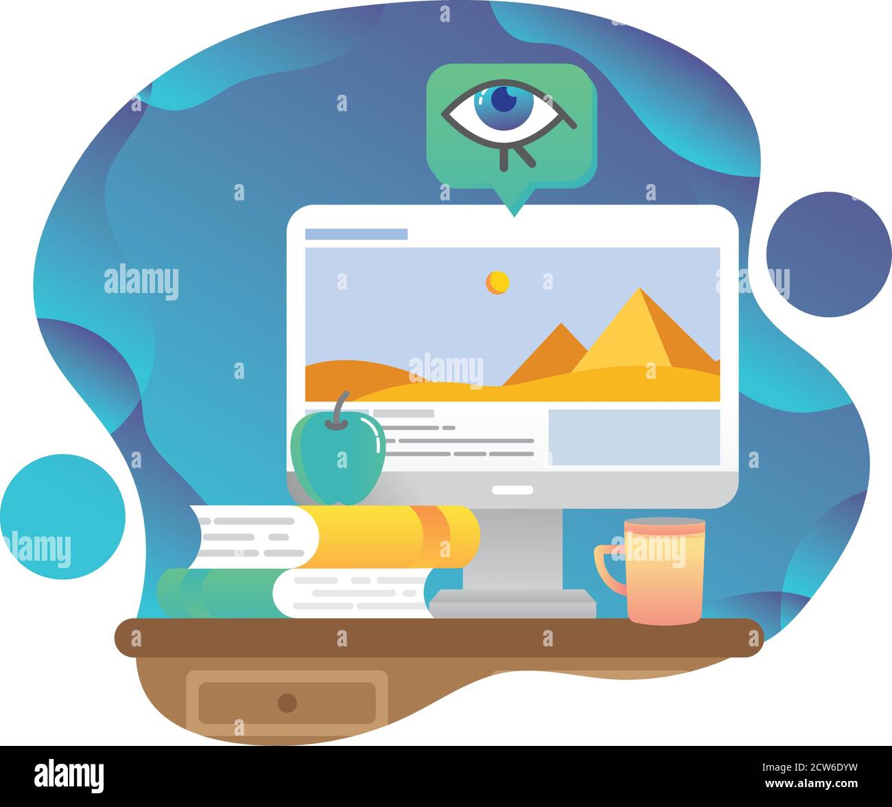 Online education and history class vector concept for computer and