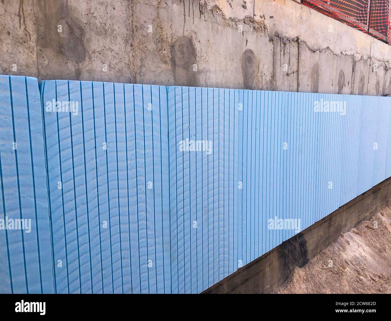 Waterproofing and thermal insulation of concrete building walls Stock