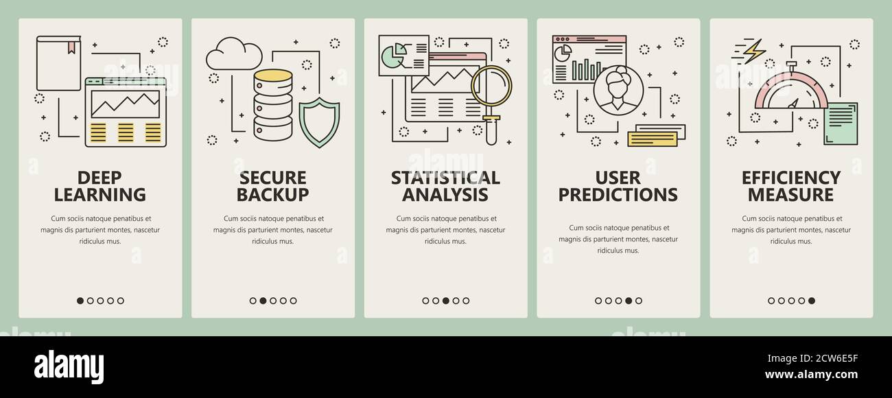 Vector thin line flat design data science concept vertical banners ...