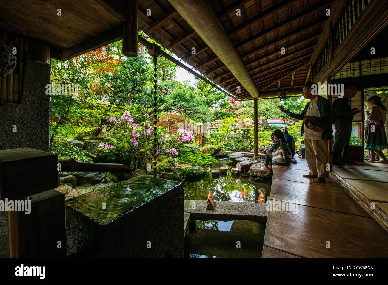 The exquisite garden at Nomura Family's House in the Nagamachi district of Kanazawa, Japan Stock Photo