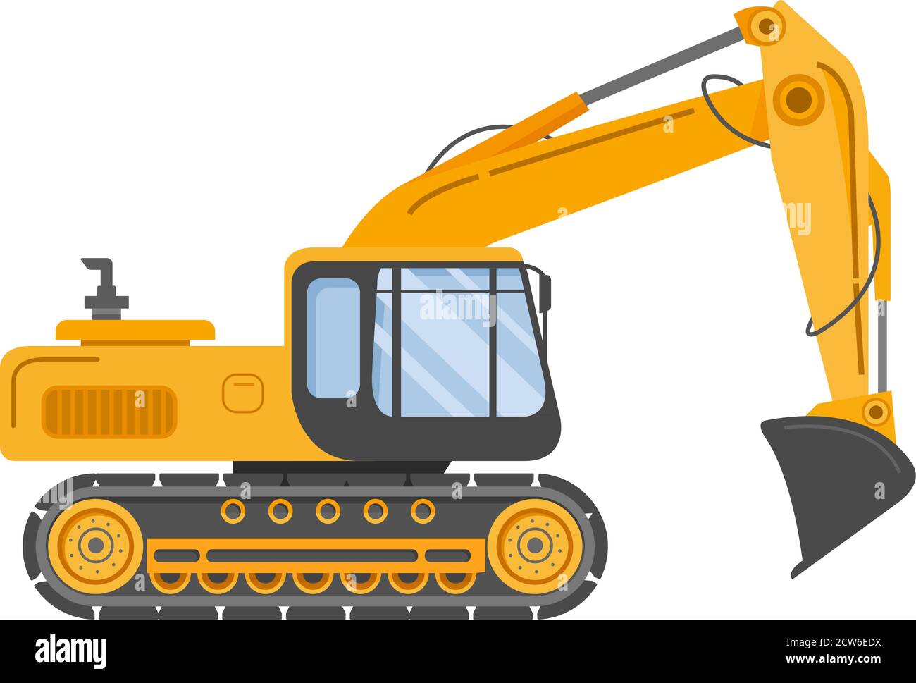 Construction track bulldozer backhoe dipper. Hydraulic excavators Stock