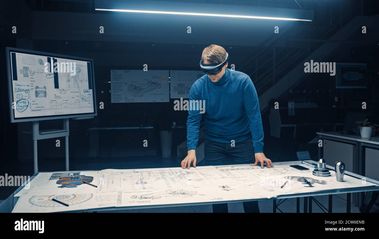Software Development Engineer Wearing Virtual Reality Headset Gestures ...