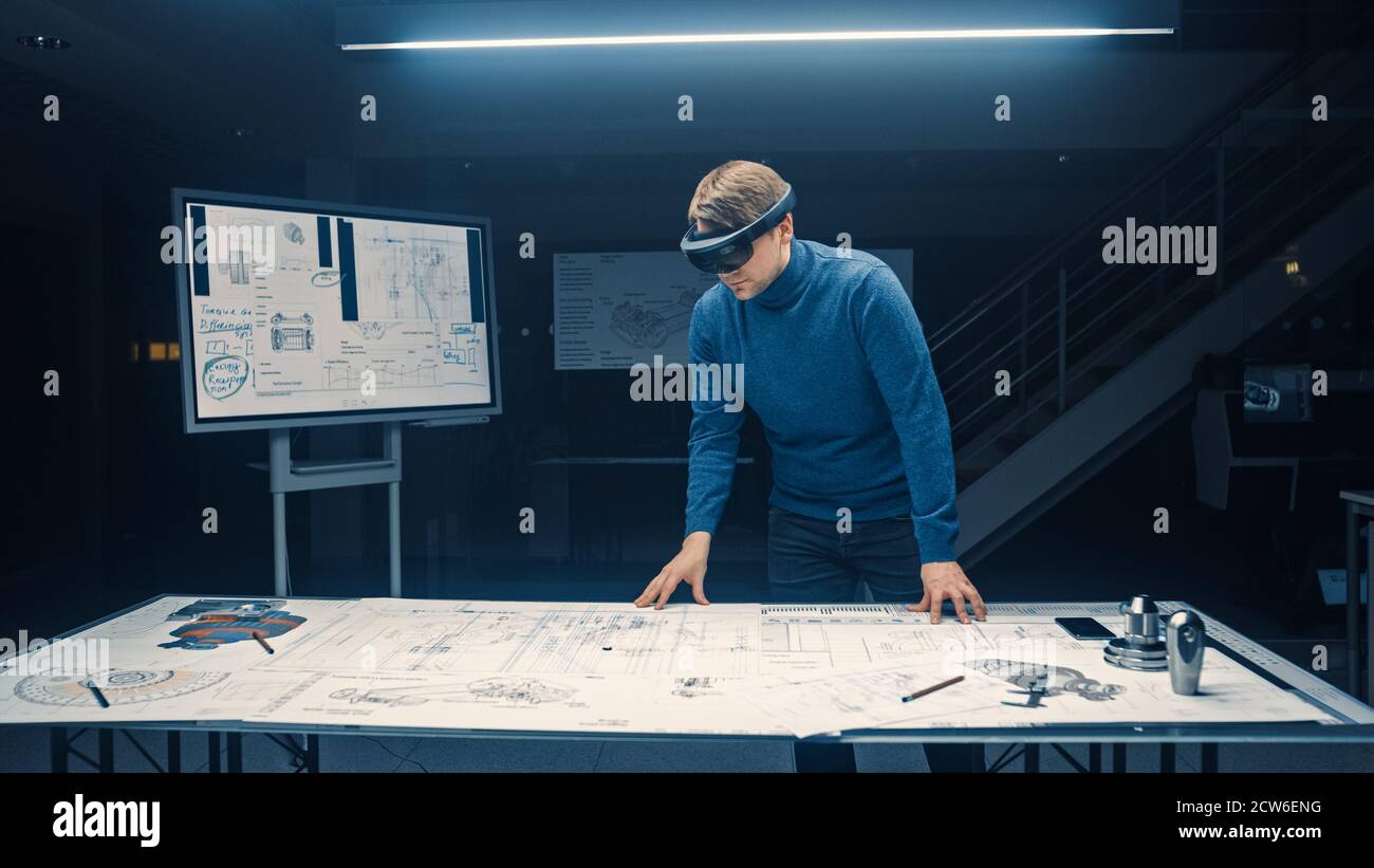 Software Development Engineer Wearing Virtual Reality Headset Gestures ...