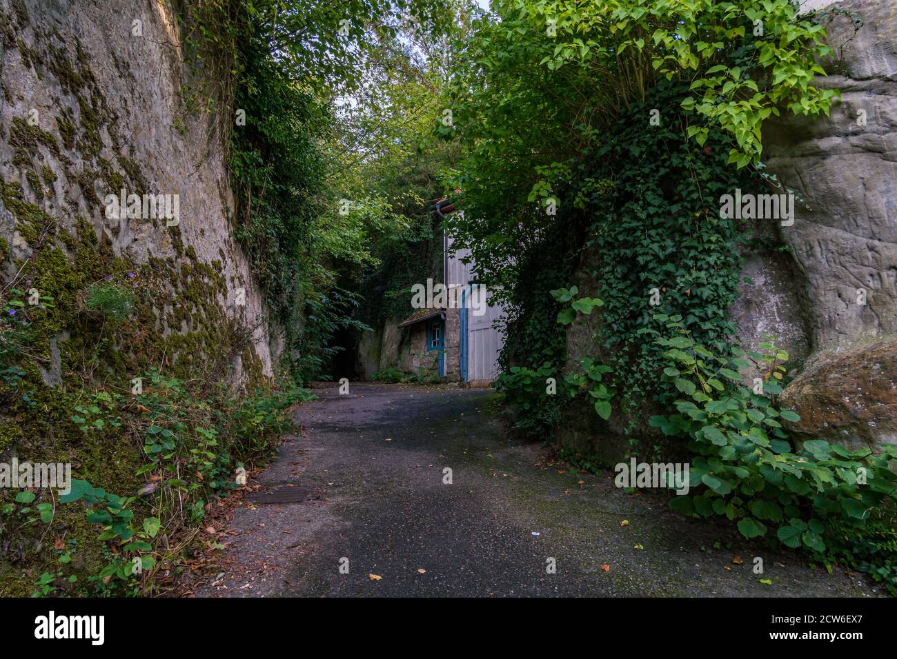 Mysterious hike through the tunnel in Goldbach near Uberlingen on Lake Constance Stock Photo