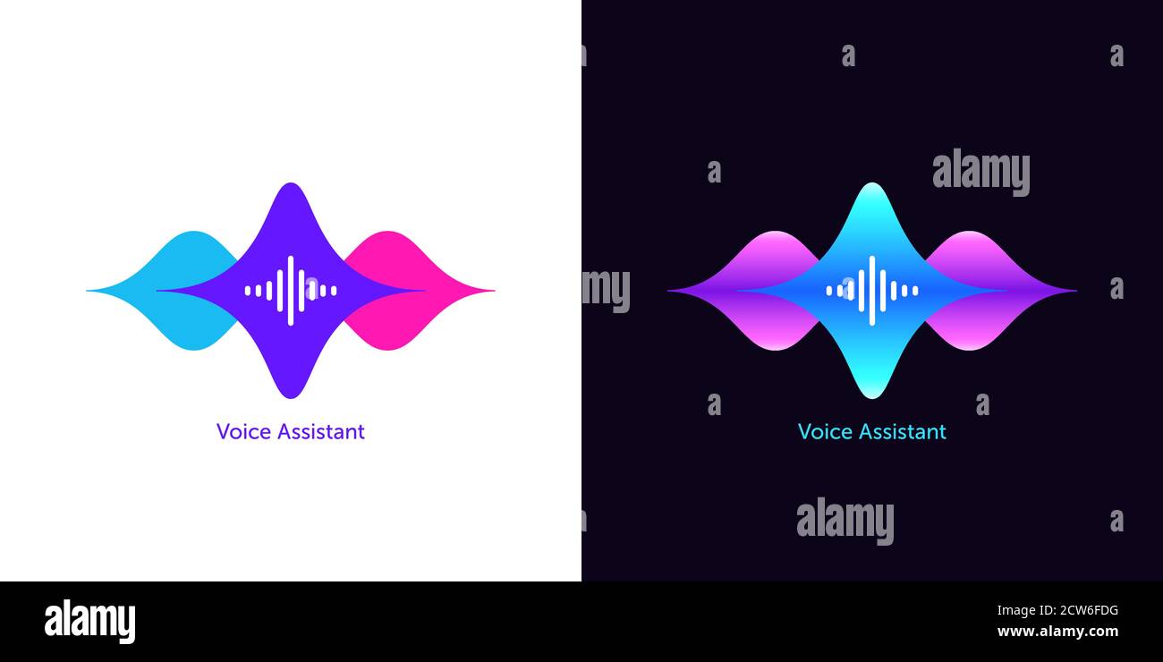 Acoustic wave shape for voice assistant, abstract sound wave. Voice dialing, control and speech recognition, audio waveform of smart assistant. Vector Stock Vector