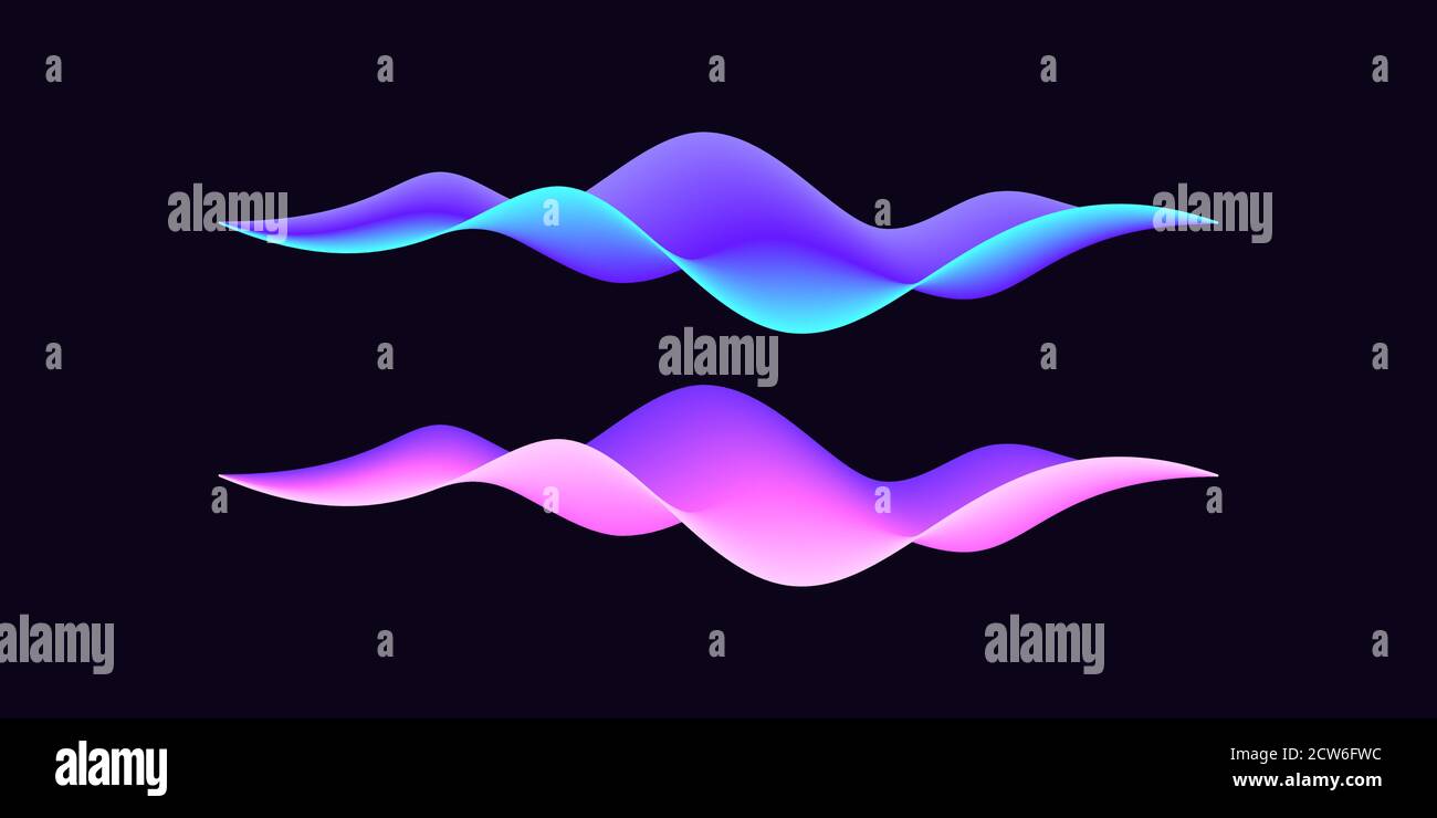Abstract wave shape for voice recognition system. Gradient audio wave for virtual assistant, voice command control, futuristic waveform. Vector UI ele Stock Vector