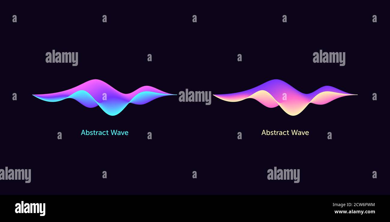 Abstract wave shape for voice recognition system, virtual assistant speech. Gradient audio wave, voice command control, futuristic waveform. Vector UI Stock Vector