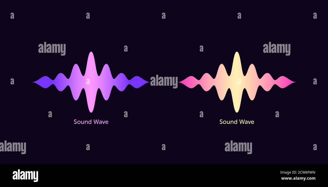 Sound wave shape for virtual voice assistant. Abstract audio wave, voice command control, acoustic waveform with gradient. Music equalizer, vector ele Stock Vector