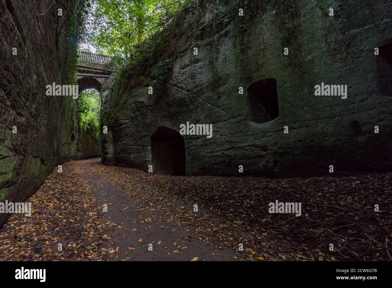 Mysterious hike through the tunnel in Goldbach near Uberlingen on Lake Constance Stock Photo