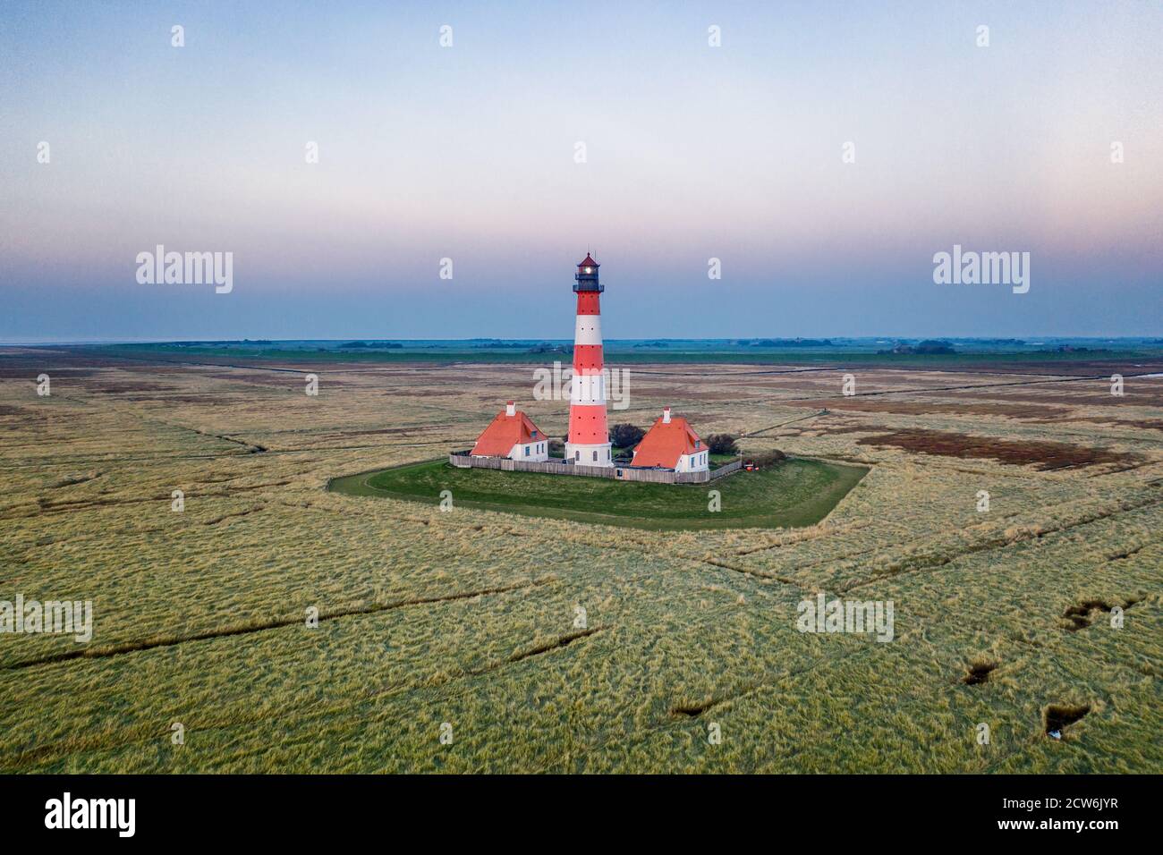 Aerial View Of Lighthouse Westerheversand In North Germany Stock Photo 