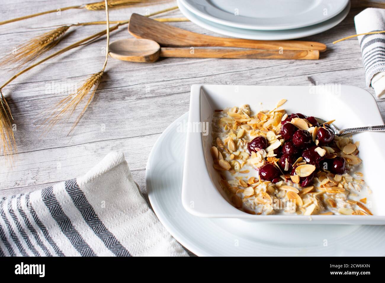 Oatmeal cereal with fruits and nuts Stock Photo Alamy