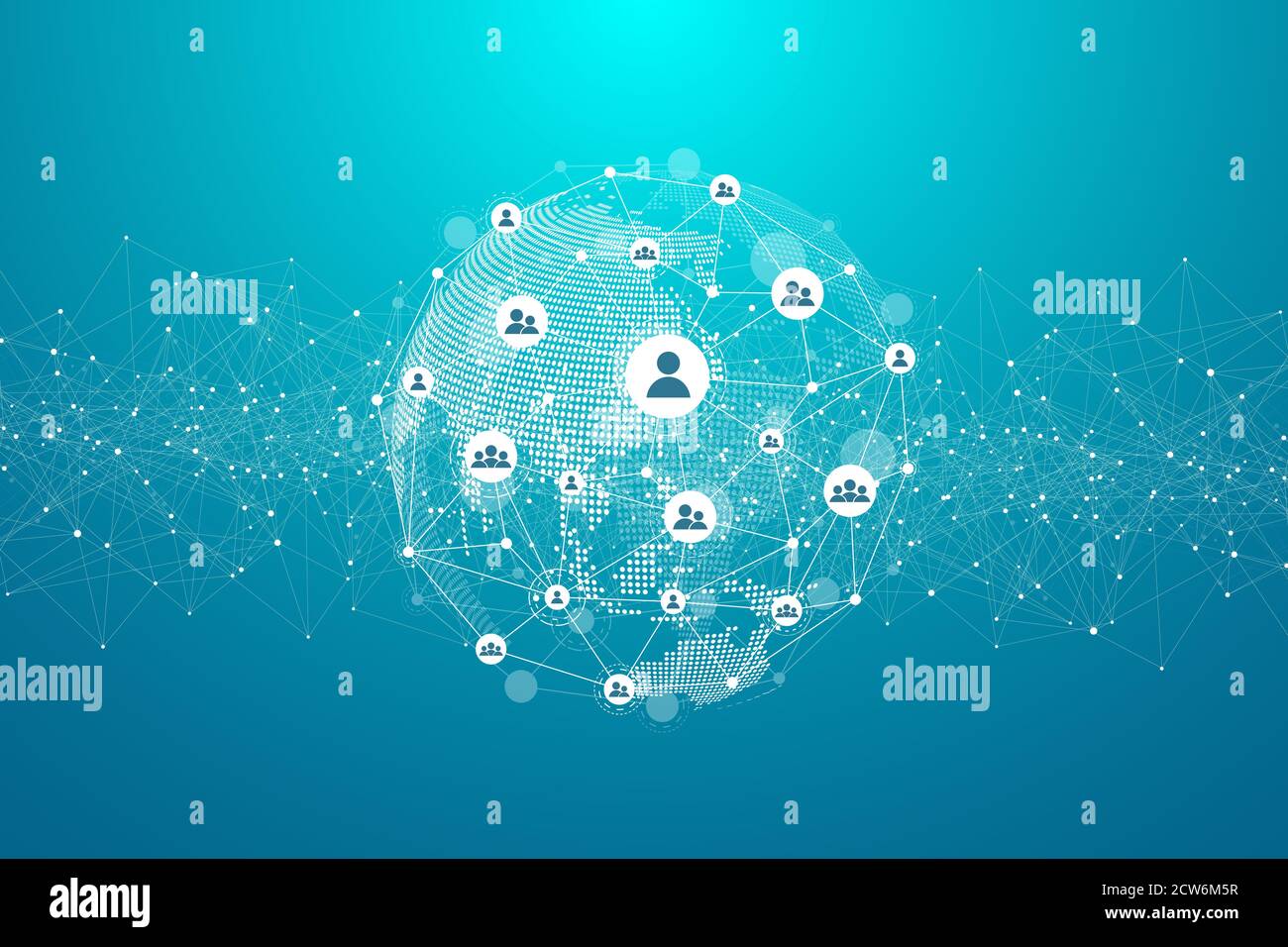 Global network connection concept. Big data visualization. Social network communication in the global computer networks. Internet technology. Business Stock Photo
