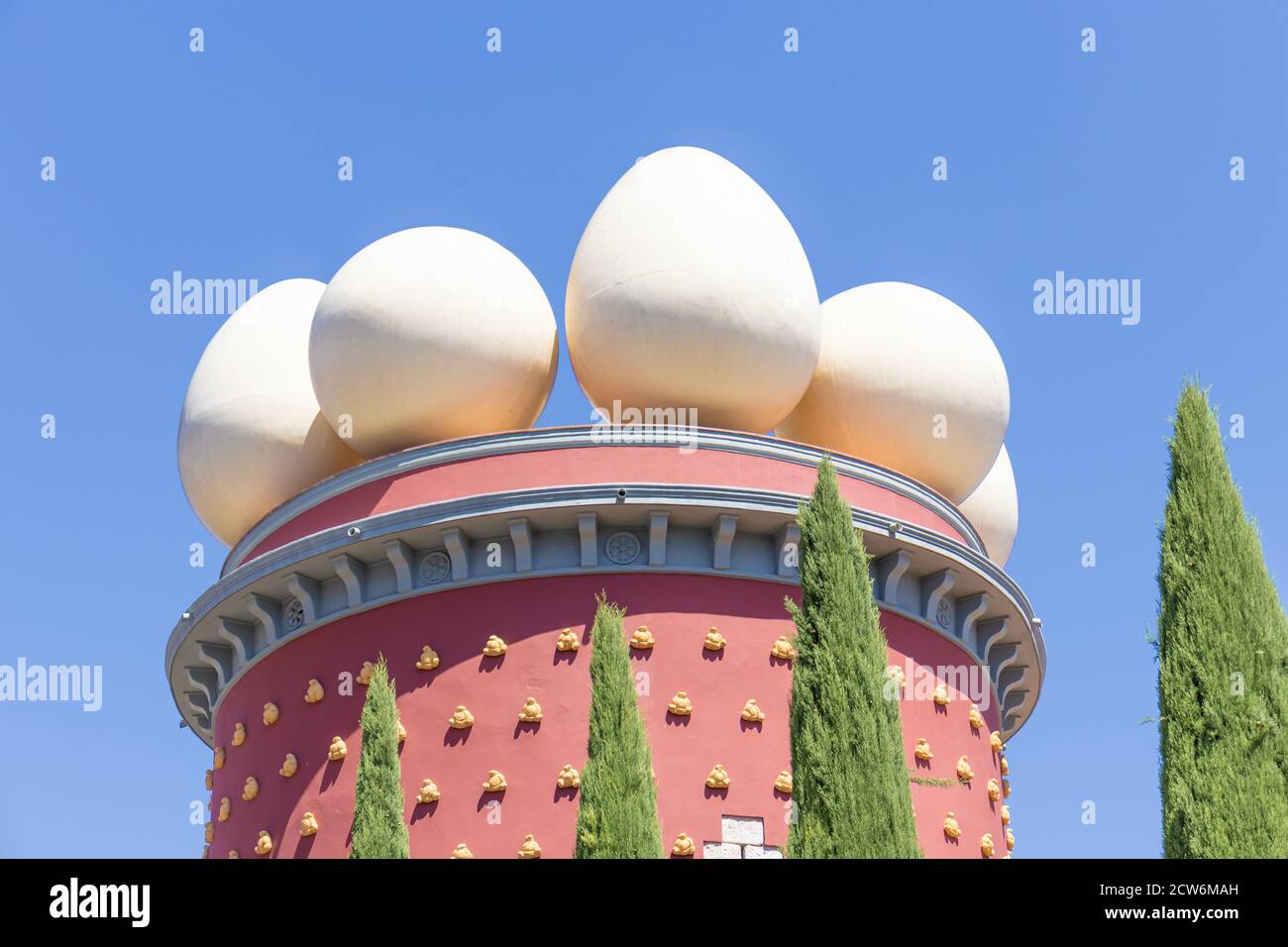 FIGUERES, SPAIN-AUGUST 8, 2020: Architecture of the roof of the Salvador Dali Theatre and Museum in his home town Stock Photo