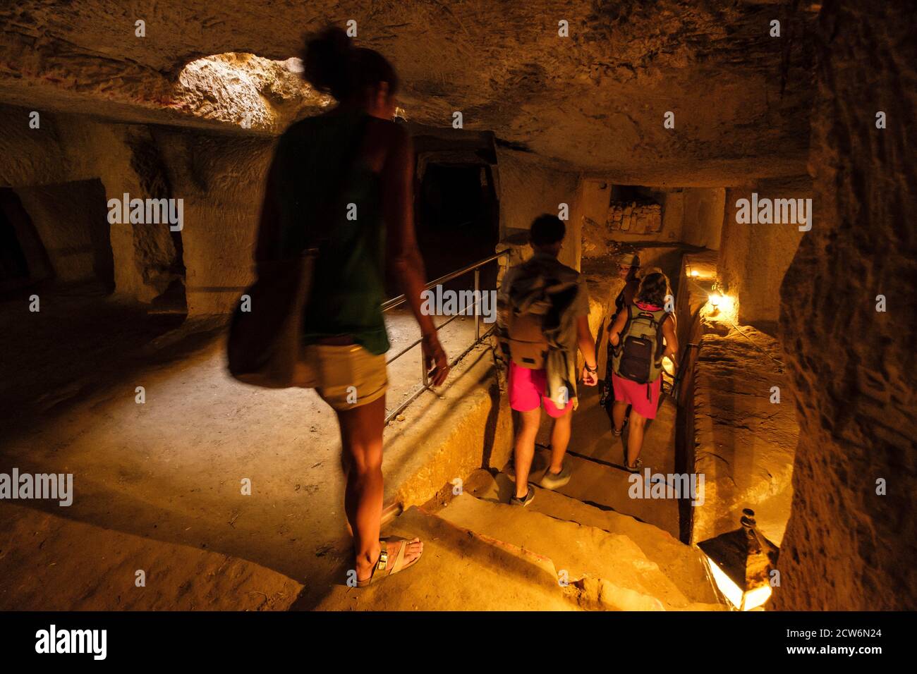 galeria subterranea, castillo de San Felipe, siglo XVI ,boca del puerto de Mahón,  municipio de Villacarlos, Menorca, balearic islands, Spain Stock Photo