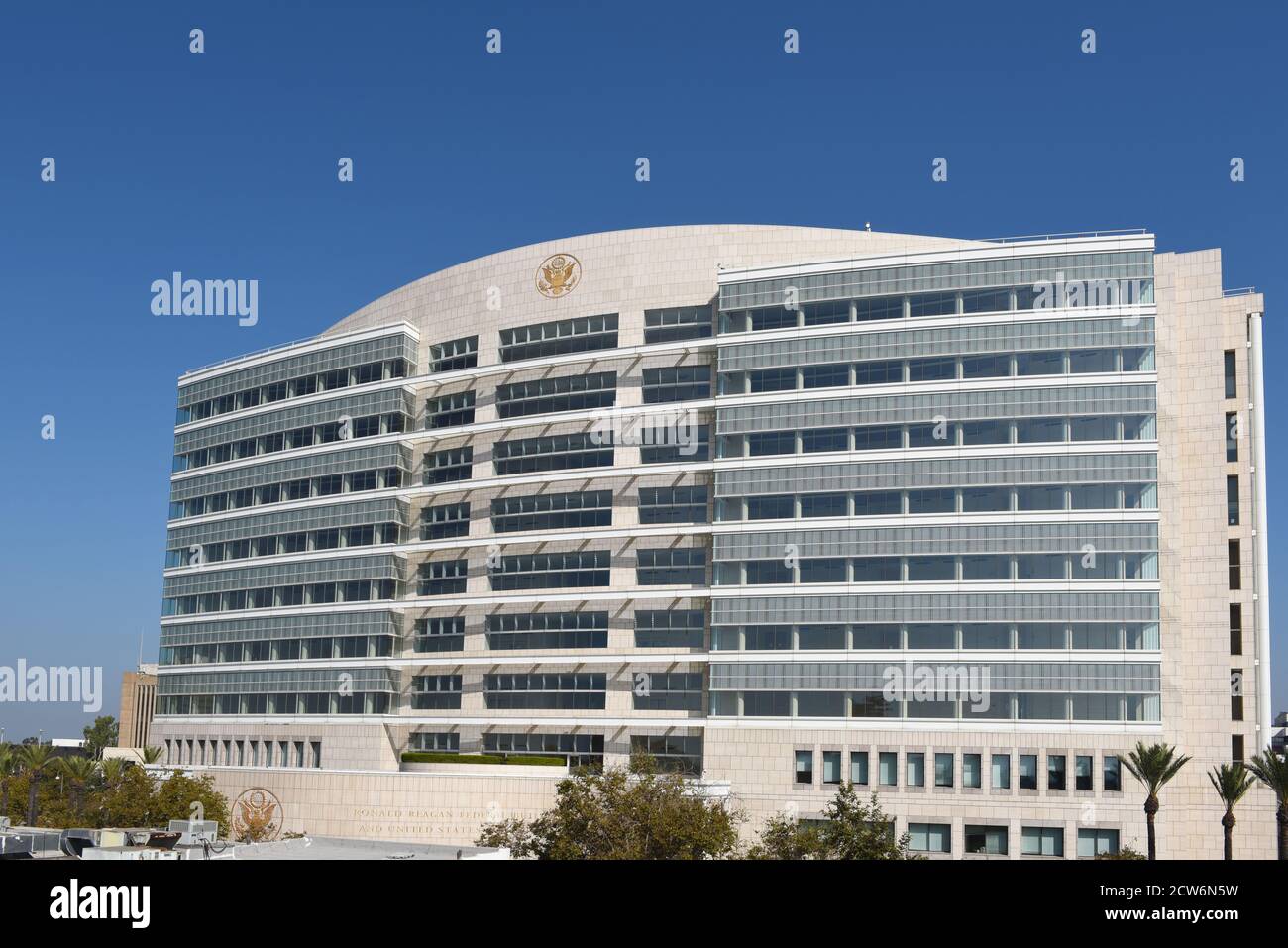 SANTA ANA, CALIFORNIA - 23 SEPT 2020: Ronald Reagan Federal Building and United States Court House. Stock Photo