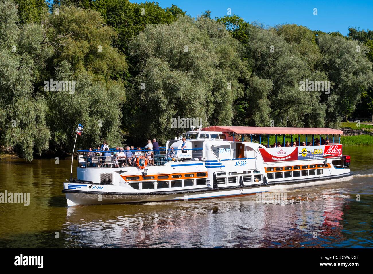 Pegasus tourist boat, Emajogi, Tartu, Estonia Stock Photo