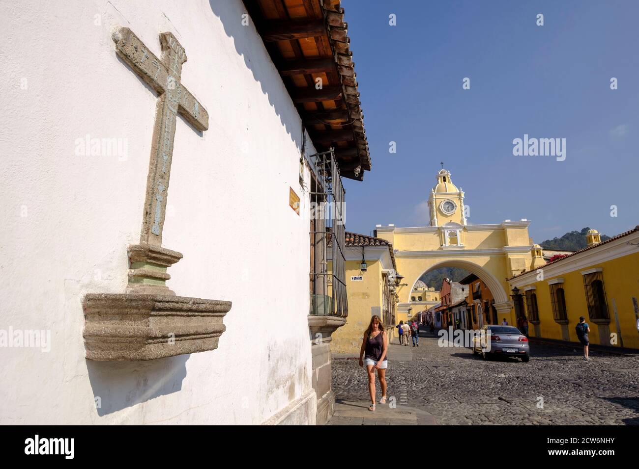 arco de Santa Catalina, arco del antiguo coinvento, Antigua Guatemala, departamento de Sacatepéquez, Guatemala, Central America Stock Photo