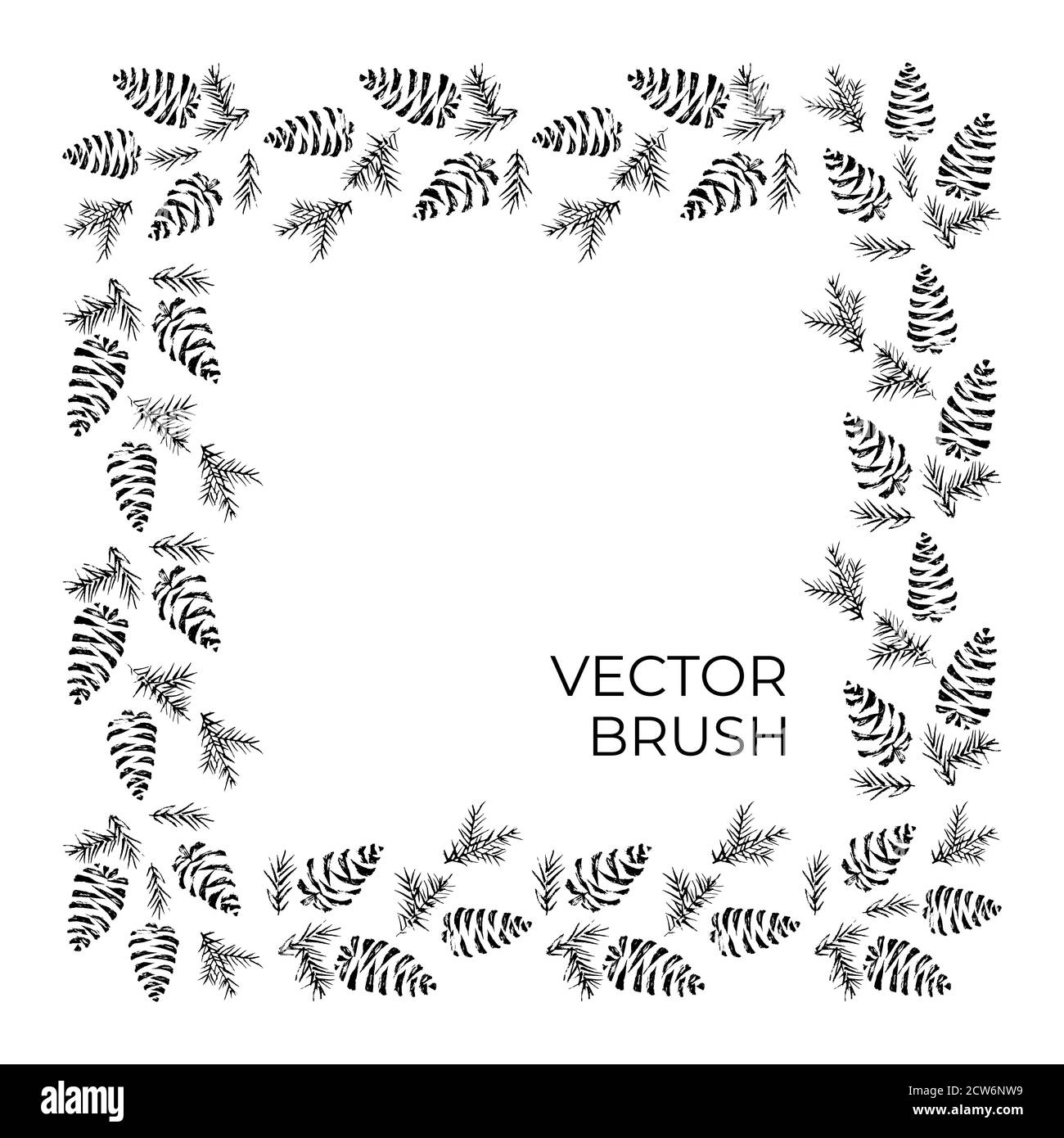 Pine cones vector seamless brush. Christmas vibe Stock Vector
