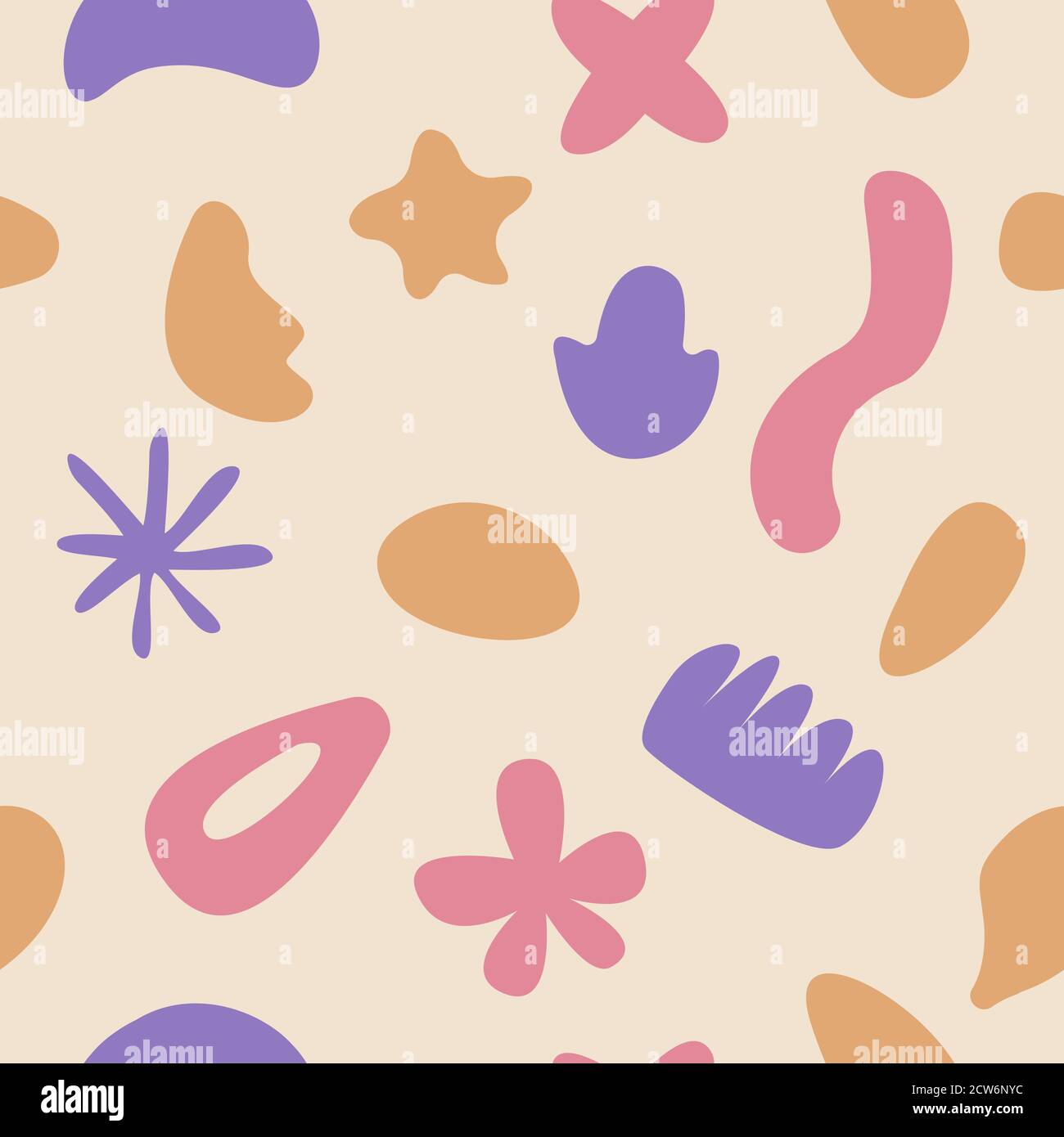 Seamless pattern with naive doodle smooth organic shapes Stock Vector ...