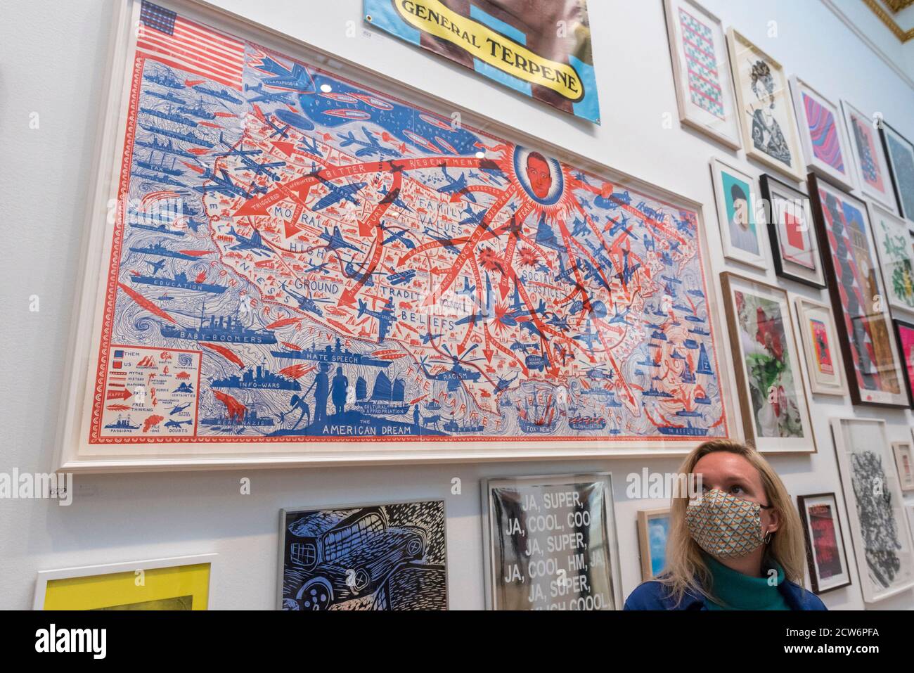 London Uk 28 September A Staff Member Poses In Front Of The American Dream By Grayson Perry Ra Preview Of The Summer Exhibition At The Royal Academy Of Arts In Piccadilly London Uk 28 September A Staff Member Poses In Front Of The American Dream By Grayson Perry Ra Preview Of The Summer Exhibition At The Royal Academy Of Arts In Piccadilly