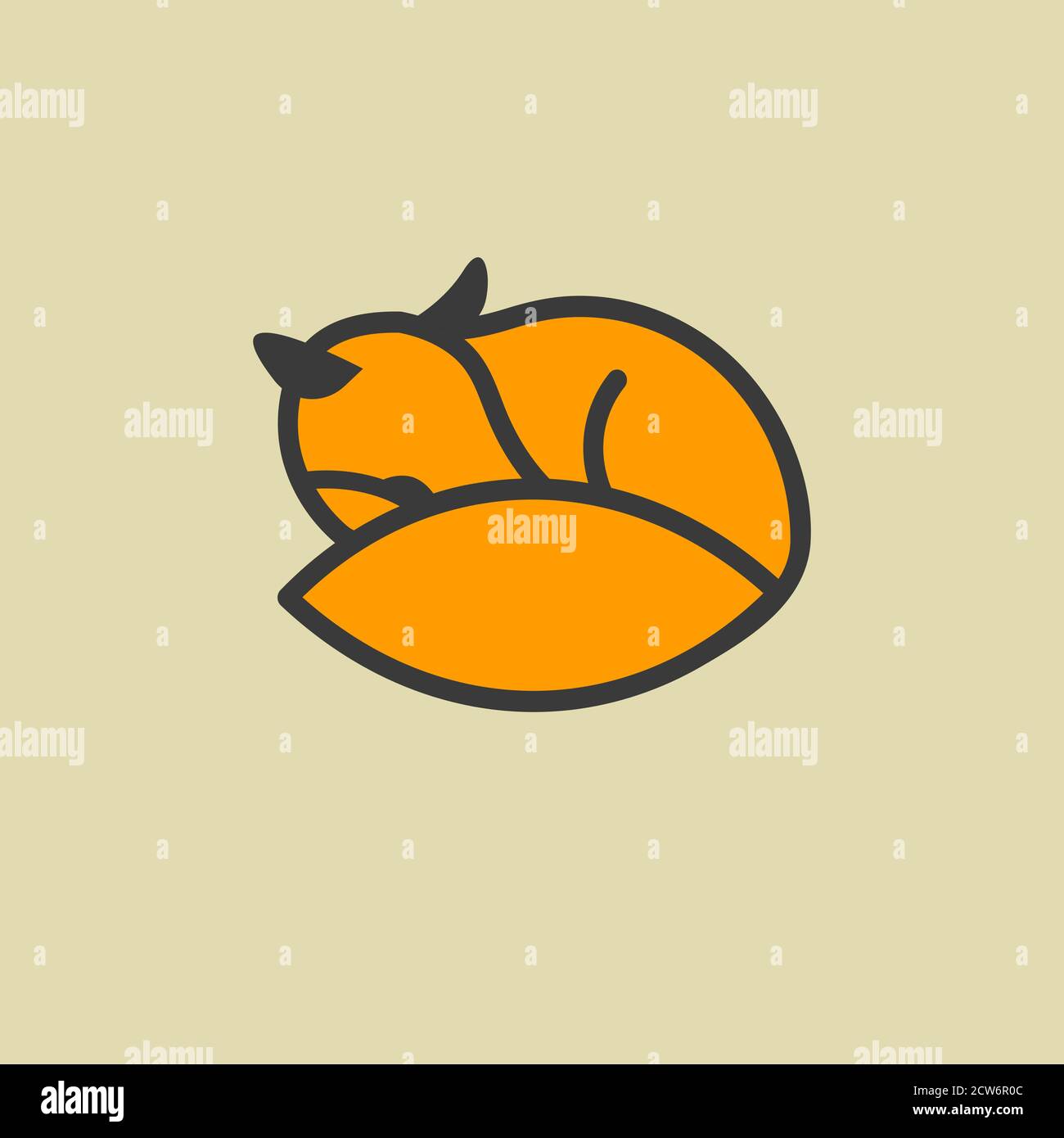 Sleeping red Fox logo. Cute Fox sleeping Stock Vector