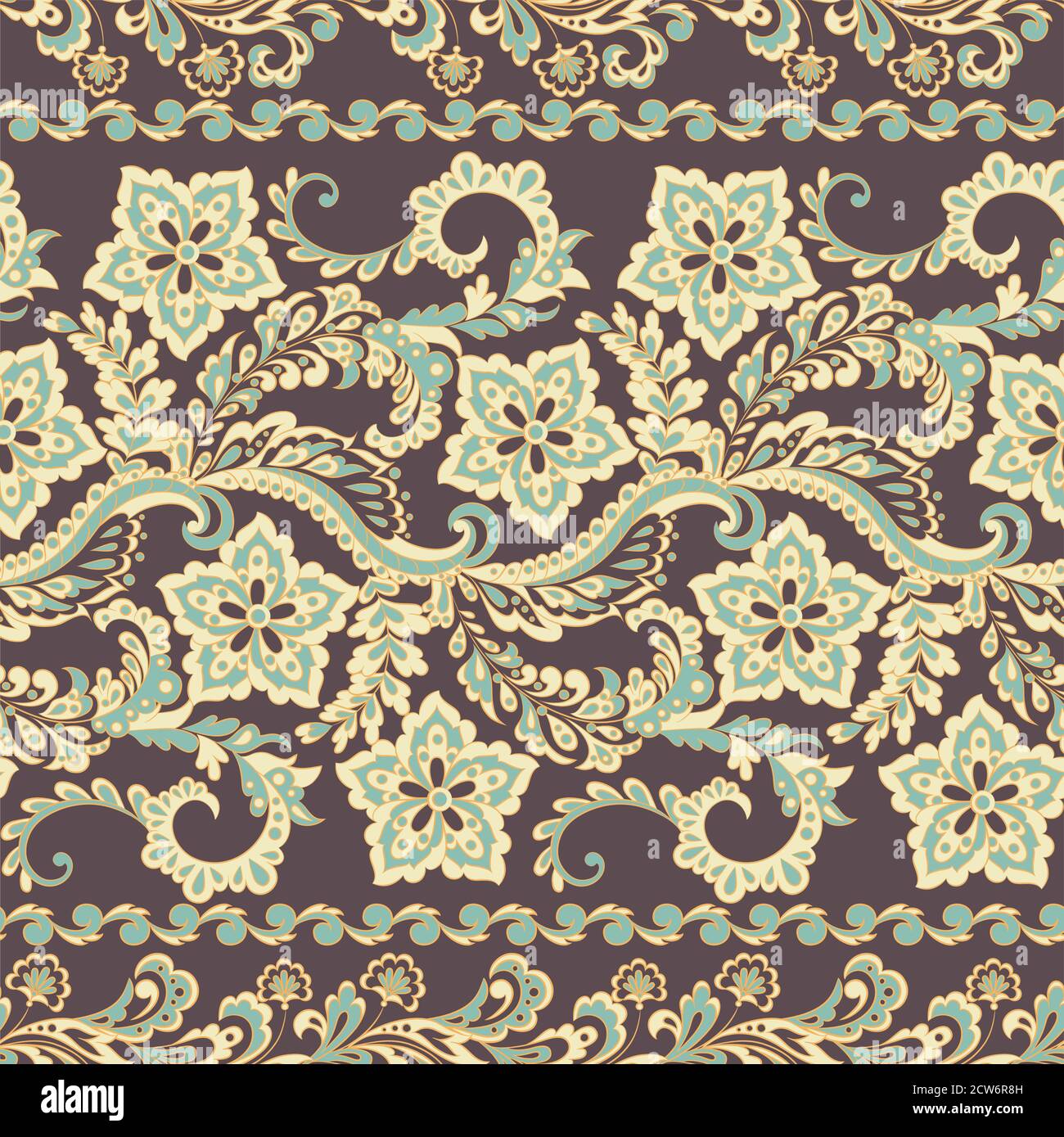 Ffloral seamless pattern in batik style, Vector background Stock Vector