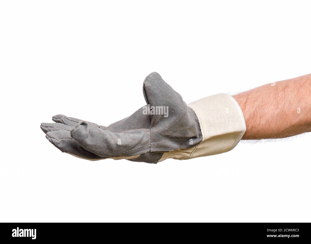 Male hand wearing working glove Stock Photo