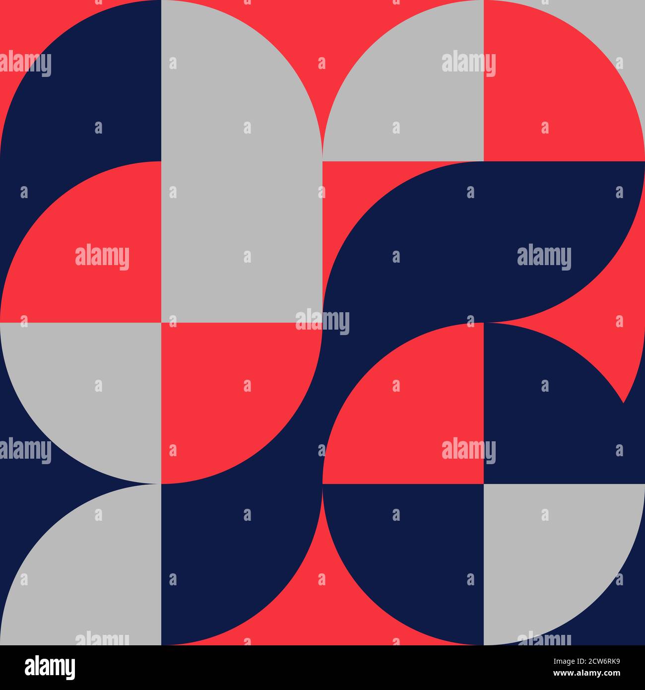 Geometric square pattern in Bauhaus style with circles Stock Vector
