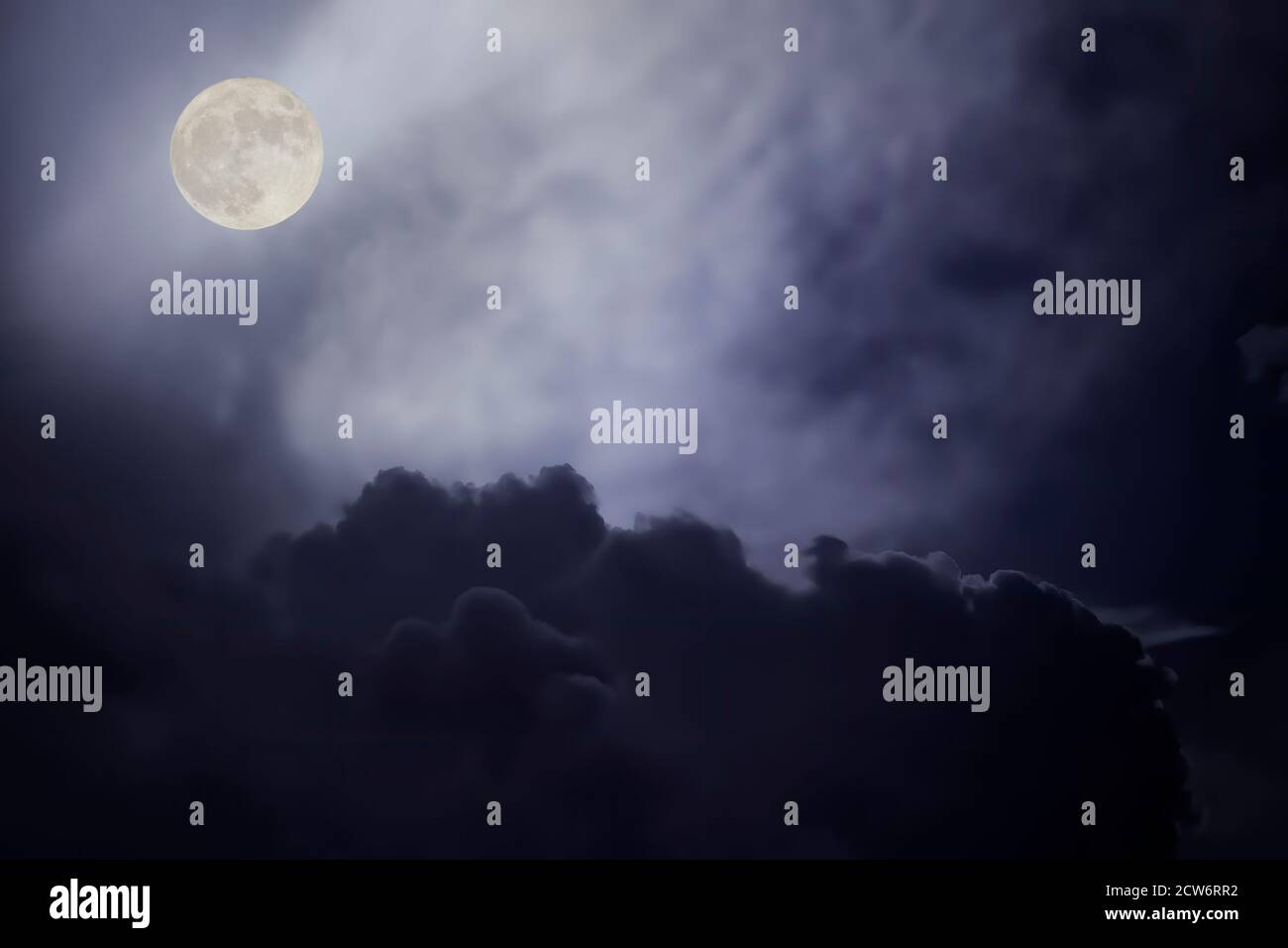 Dark overcast full moon night sky Stock Photo - Alamy
