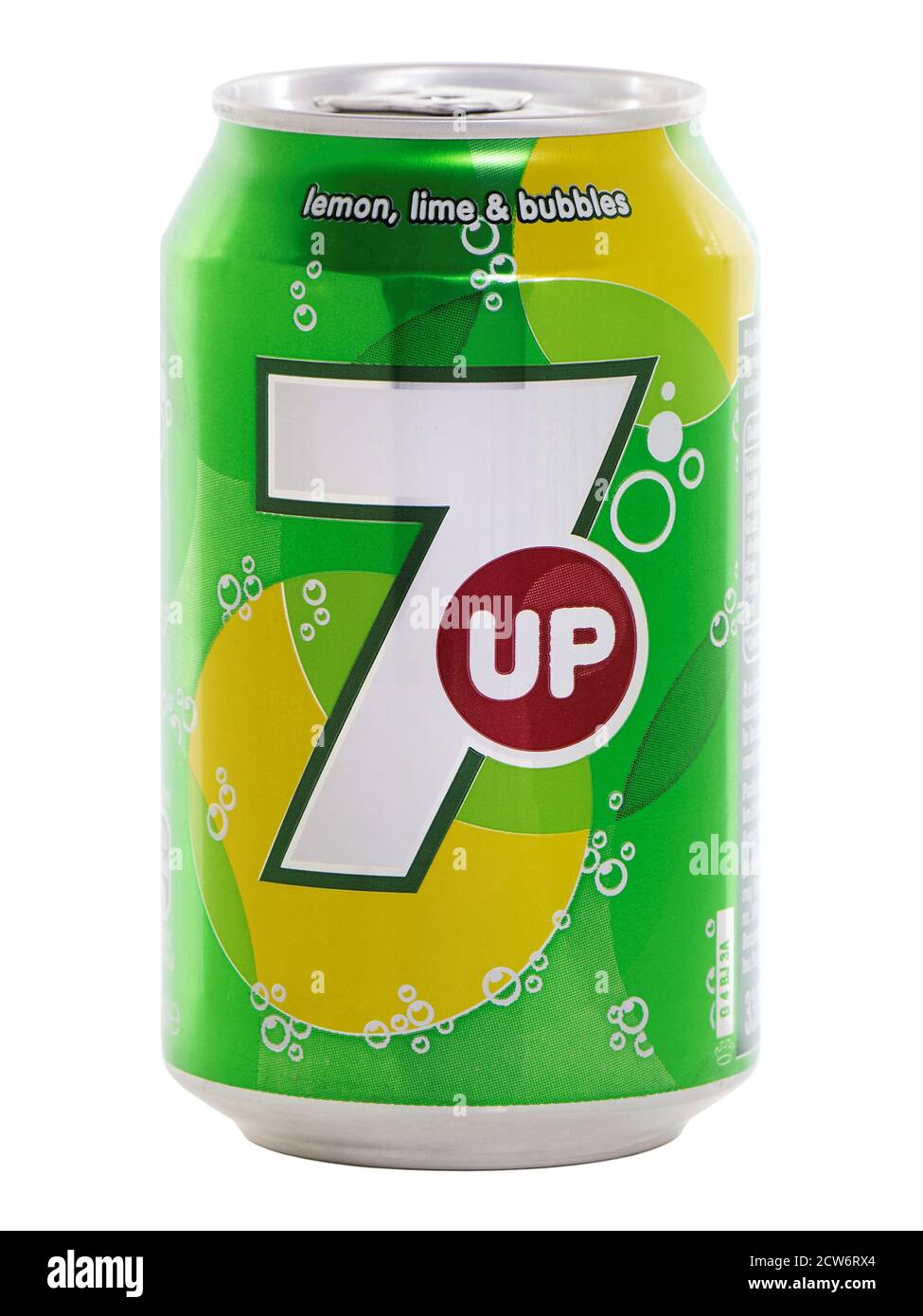 BUCHAREST, ROMANIA - MAY 28, 2015. Can of 7 Up drink, a brand of lemon lime flavored, non-caffeinated soft drink Stock Photo