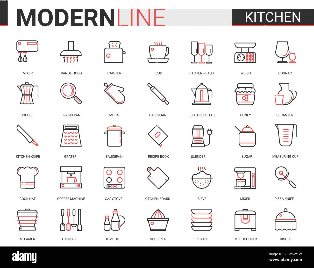 Set Icons of Dishware and Kitchen Accessories, Icons