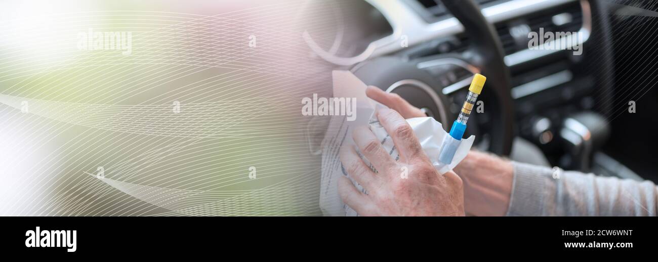 Test of alcohol before driving; panoramic banner Stock Photo Alamy