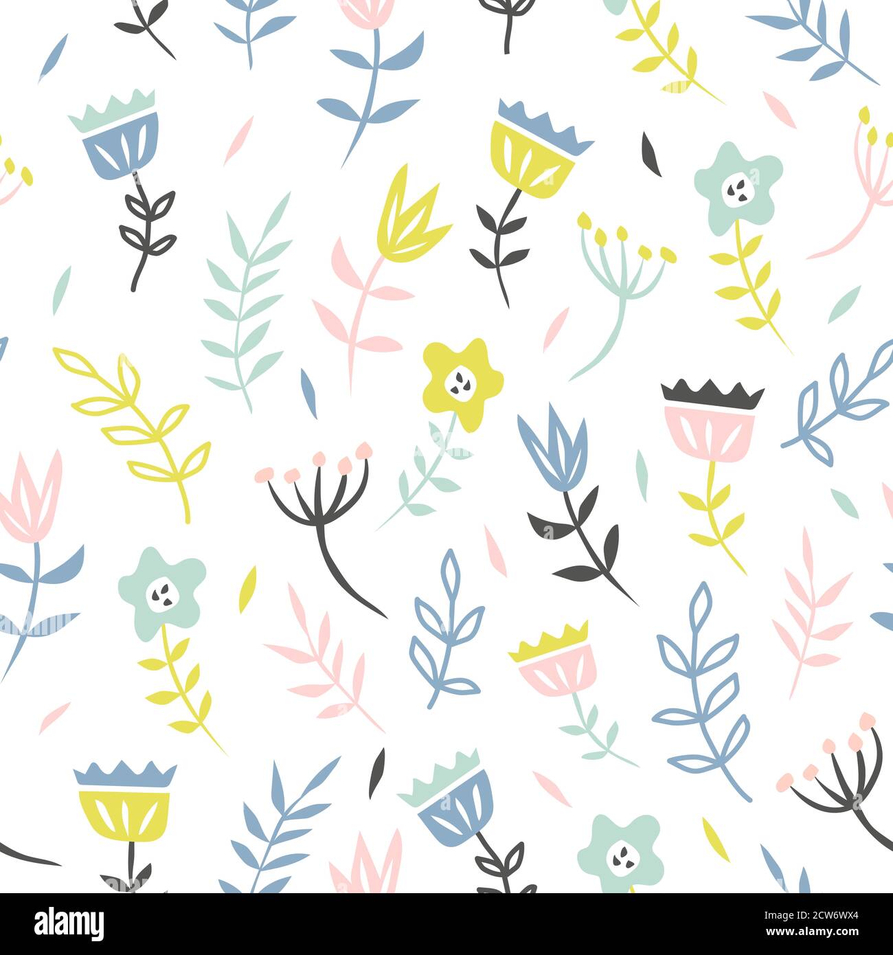 Floral seamless pattern with cute flower and leaves. Creative texture for fabric and textile Stock Vector