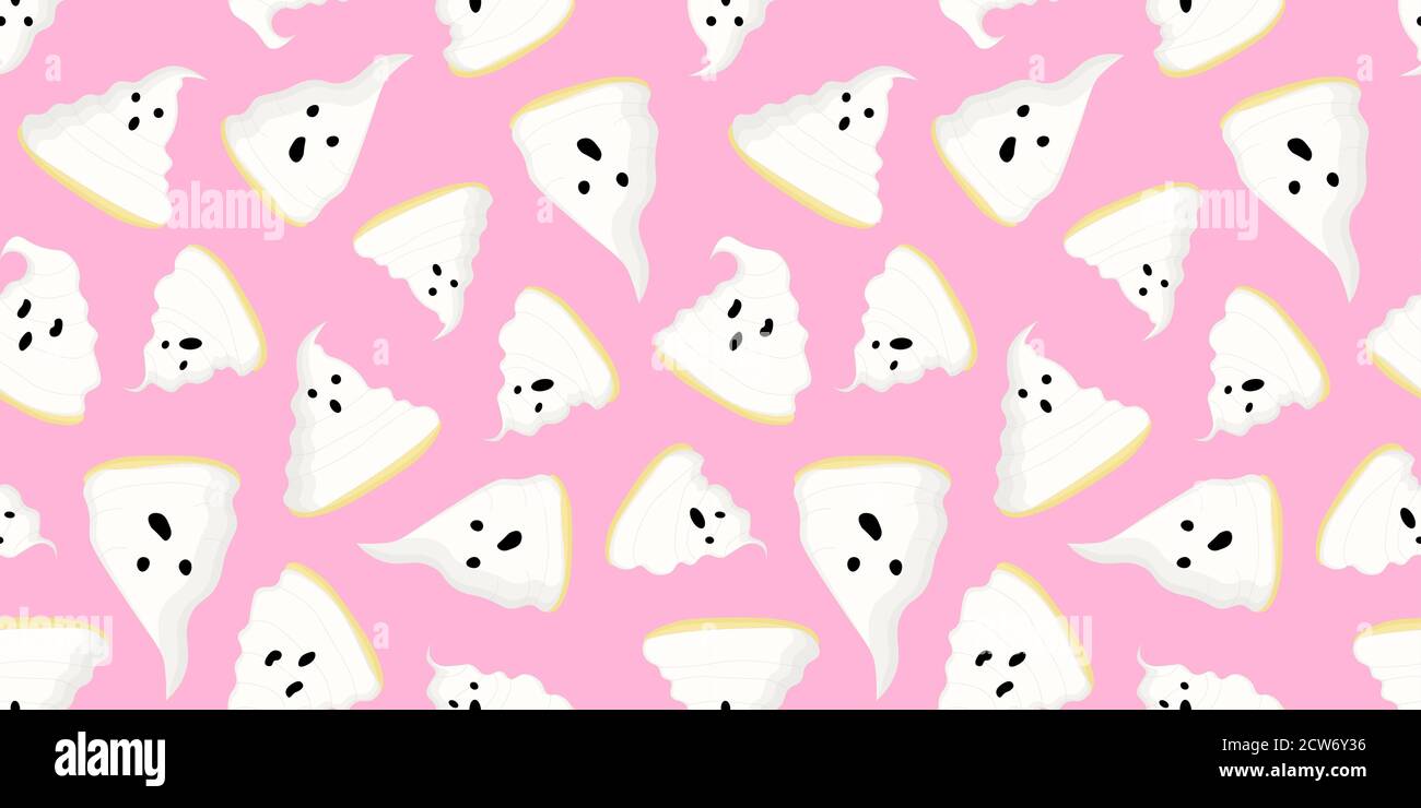 Seamless pattern on a pink background with ghosts. Background for Halloween.. Stock Vector