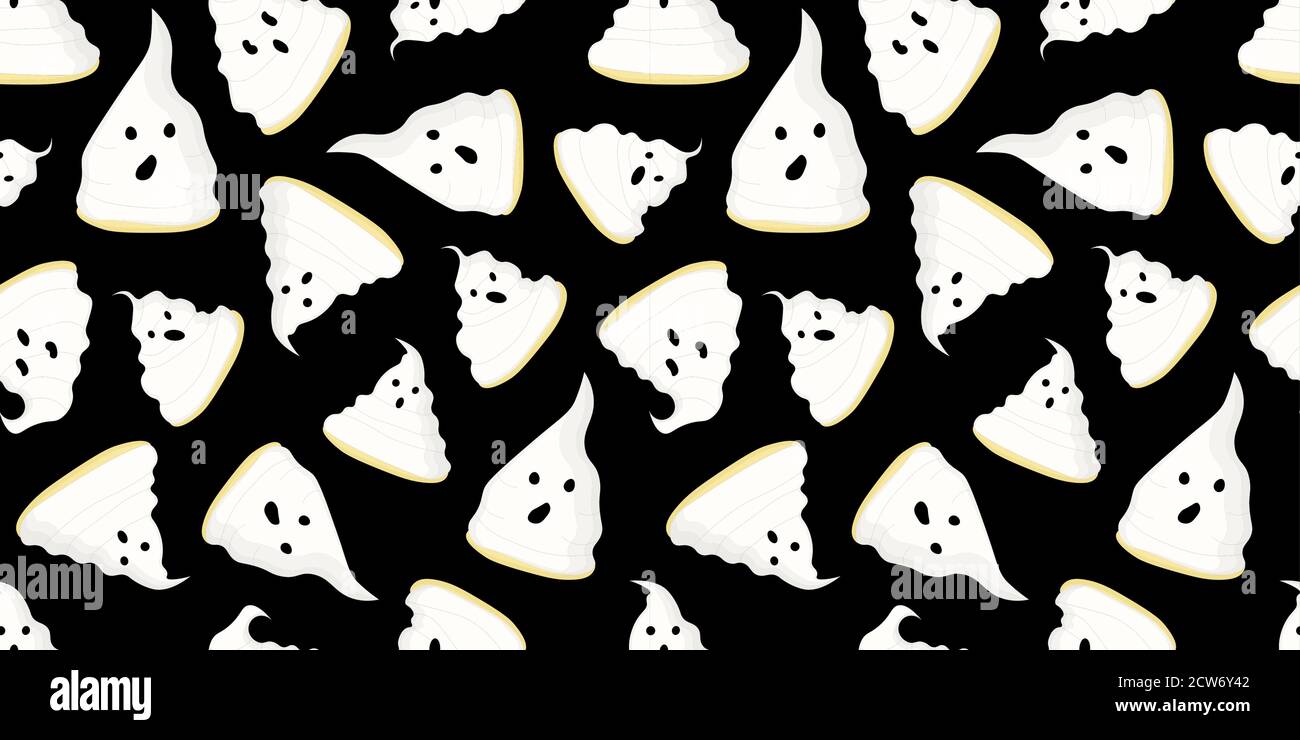 Seamless pattern on a black background with ghosts. Background for Halloween.. Stock Vector