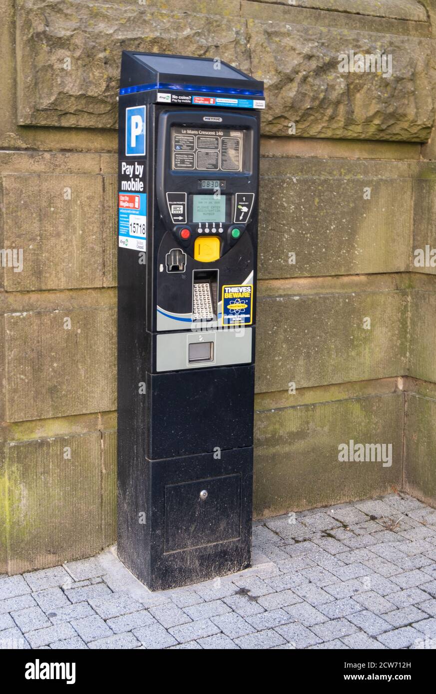 Close up of council run parking machine  in Bolton Lancashire July 2020 Stock Photo