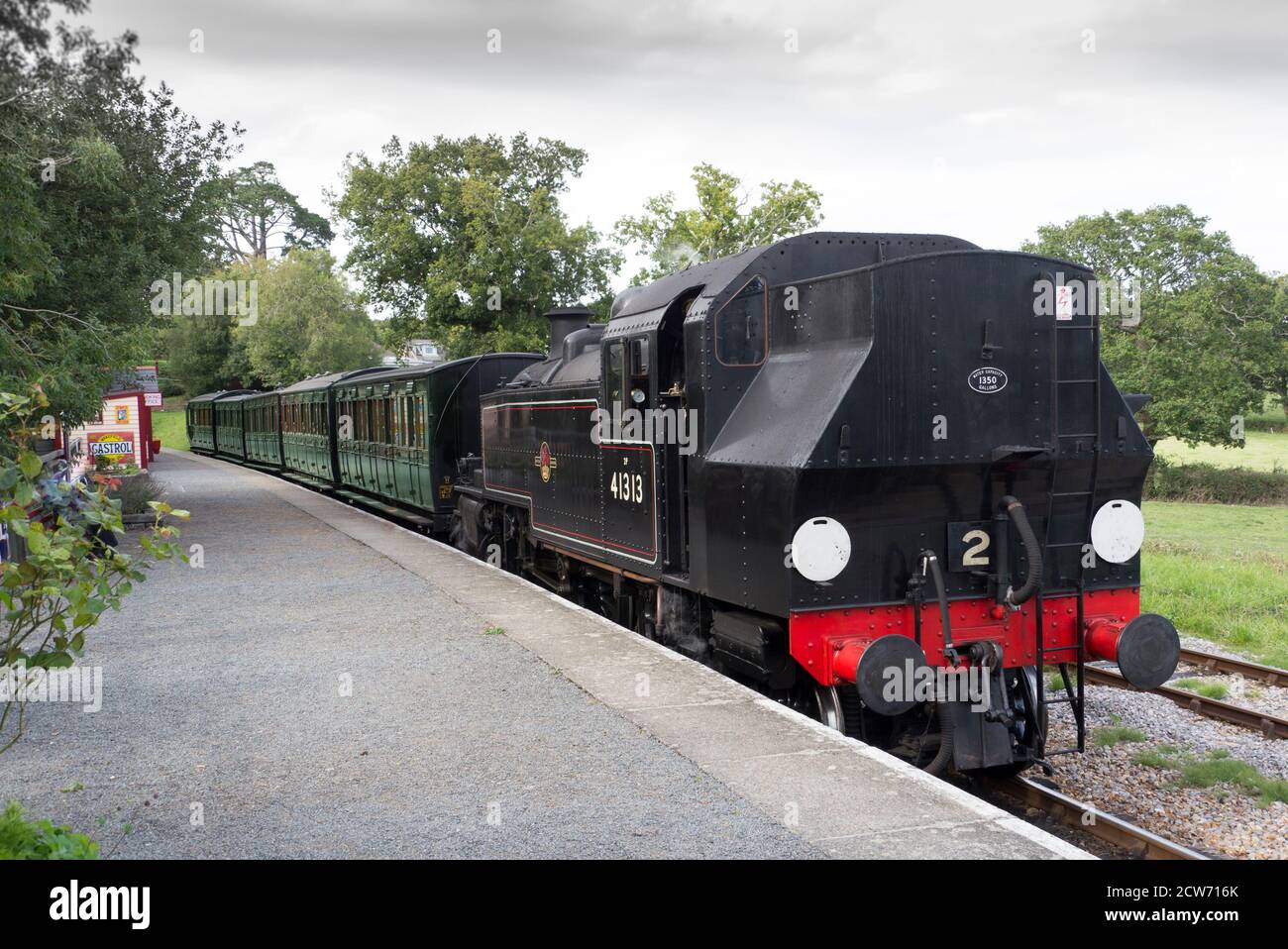 Ivatt Class 2 Locomotive 41313 With A Rake Of 4 Wheel Carriages Awaits ...