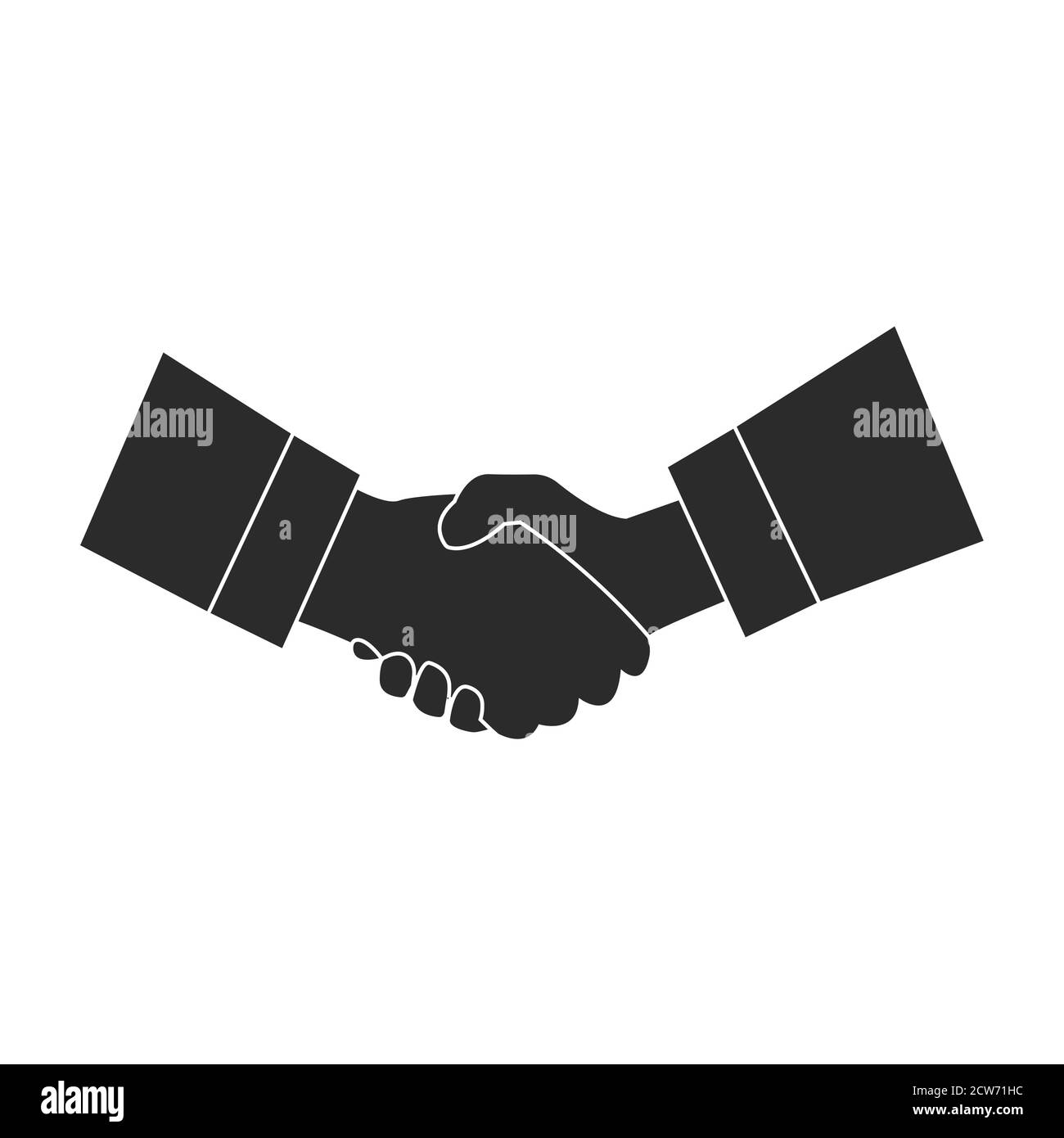 Handshake vector black icon isolated agreement symbol Stock Vector