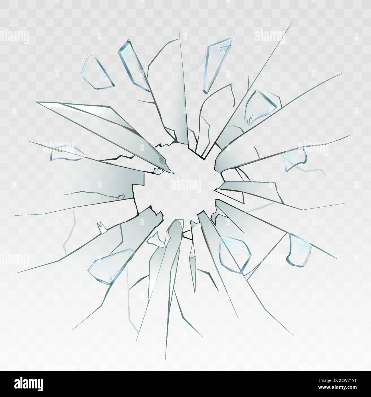 High detailed realistic broken glass isolated on transparent background.  With cracks and bullet marks. Realistic transparent shards of broken glass  Stock Vector Image & Art - Alamy